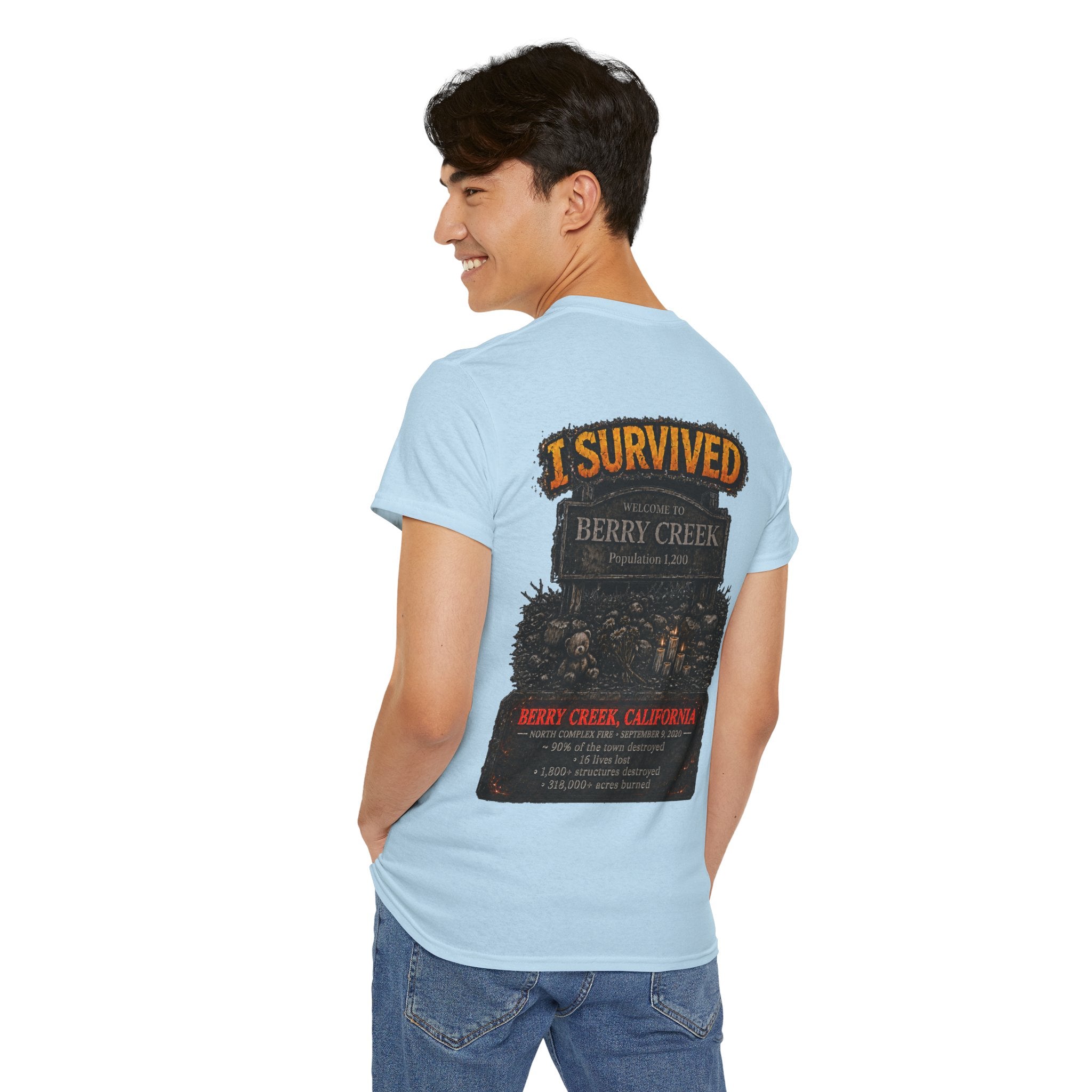 I Survived 2020 — WILDFIRES S2:E1: Director's Cut "Berry Creek" Memorial Unisex Heavy Cotton Tee