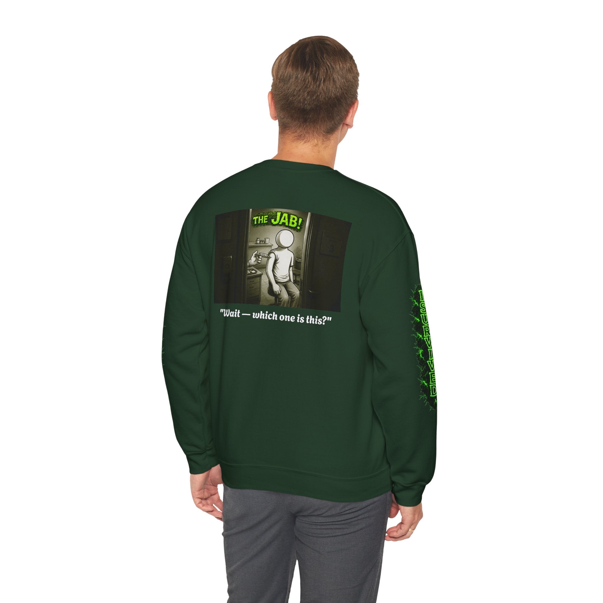 I Survived 2020 — PANDEMIC S1:E3: Director's Cut "The Jab!" Unisex Heavy Blend™ Crewneck Sweatshirt