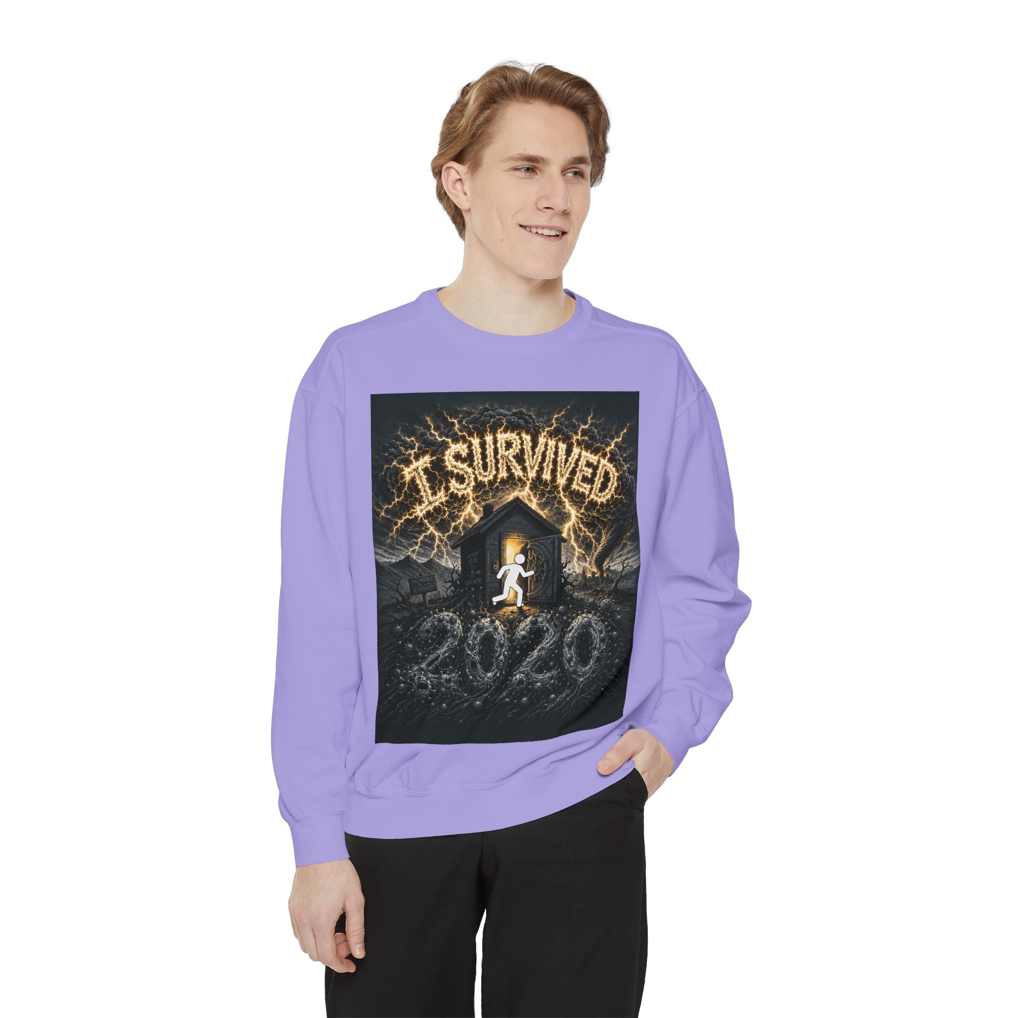 I Survived 2020 — Original Design Teaser Sweatshirt | Season 1 Premiere Drop Unisex Garment-Dyed Sweatshirt