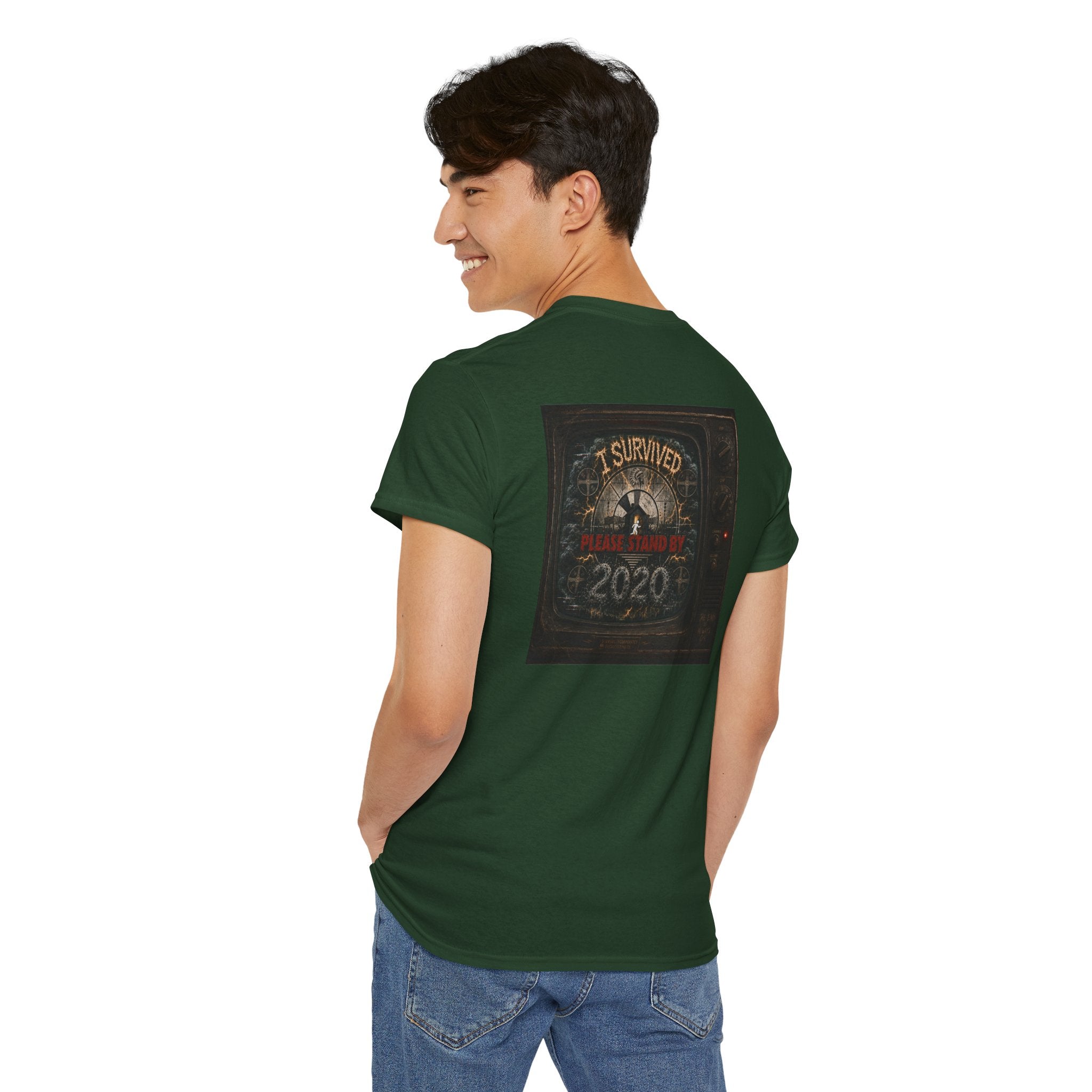 I Survived 2020 — "Please Stand By" Test Pattern Tee Summer Premier Unisex Heavy Cotton Tee