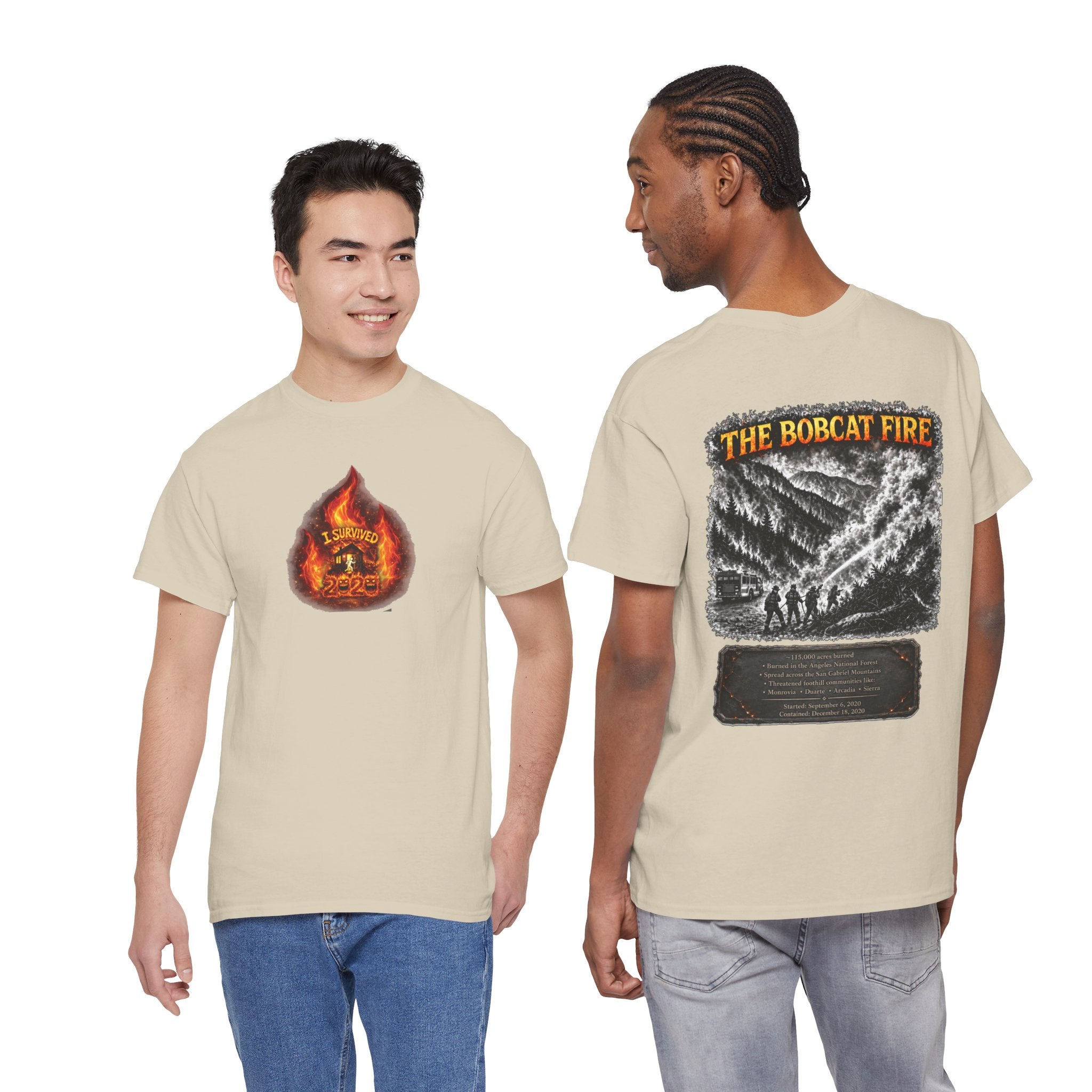 I Survived 2020 — WILDFIRES S2:E2: Director's Cut "The Bobcat Fire" Memorial Unisex Heavy Cotton Tee