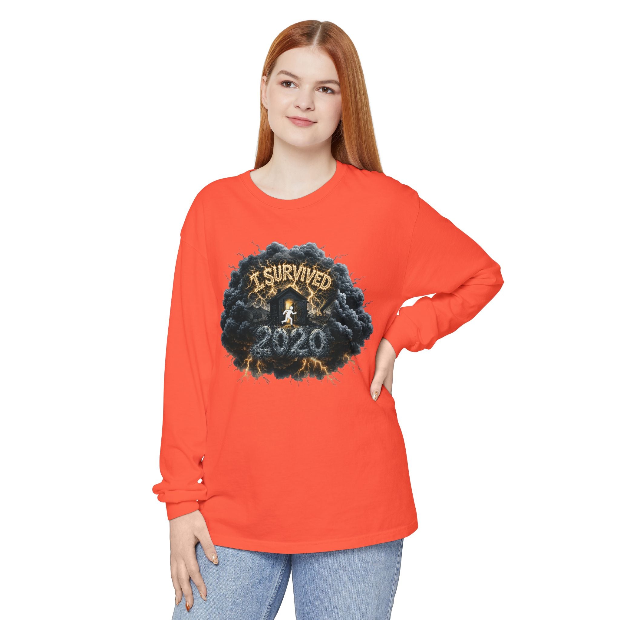 I Survived 2020 — Director's Cut Original Design Teaser Tee | Season 1 Premiere Drop Unisex Garment-Dyed Long Sleeve T-Shirt