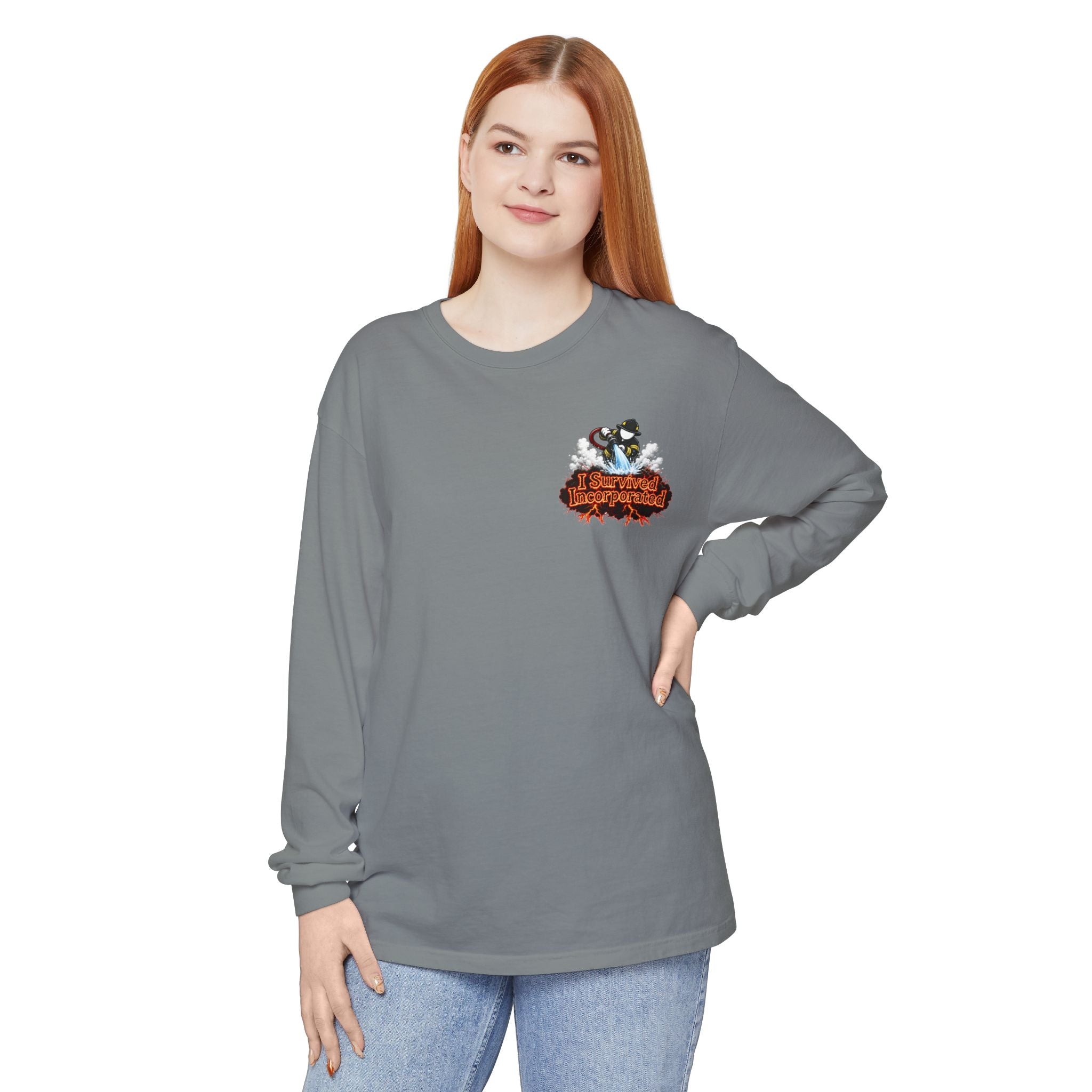 I Survived 2020 — "Please Stand By" Test Pattern Tee Wildfire Signal Edition Summer Premiere Unisex Garment-Dyed Long Sleeve T-Shirt