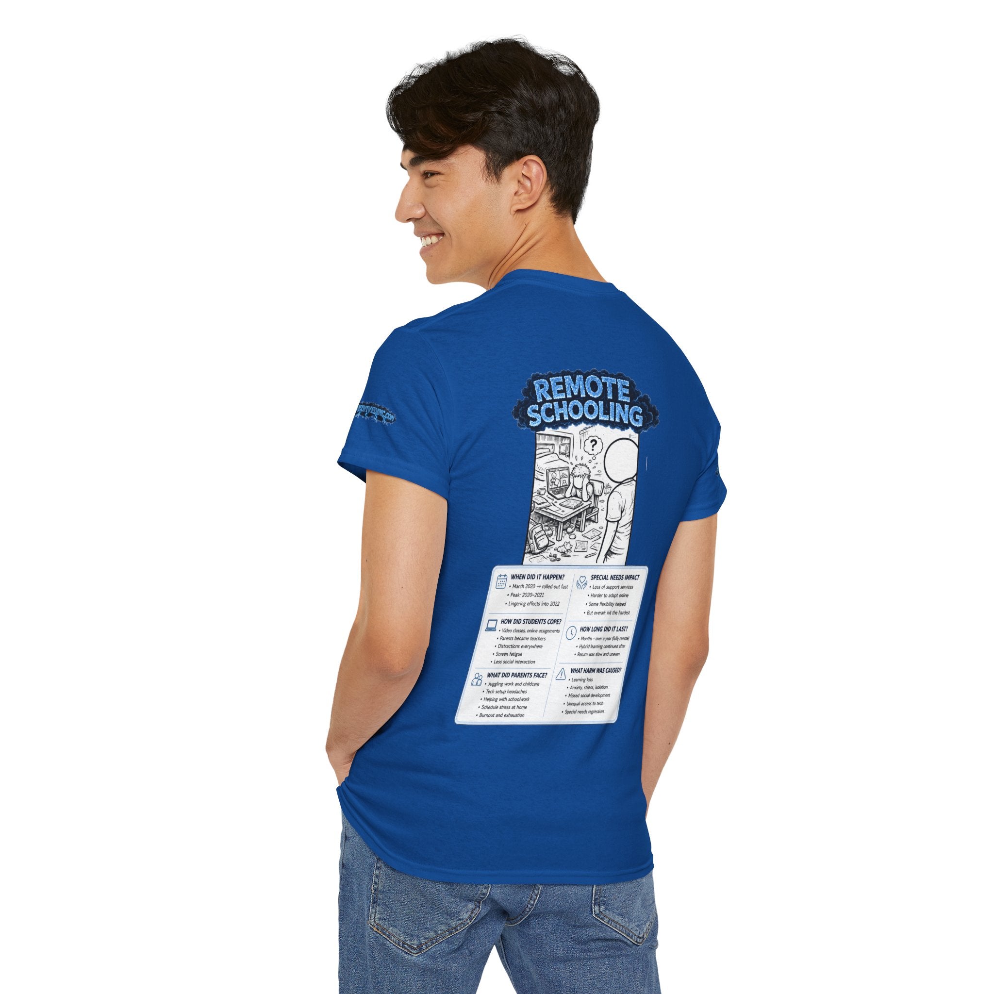 I Survived 2020 — LOCKDOWN S3:E3: Director's Cut Special Edition "Remote Schooling" Unisex Heavy Cotton Tee