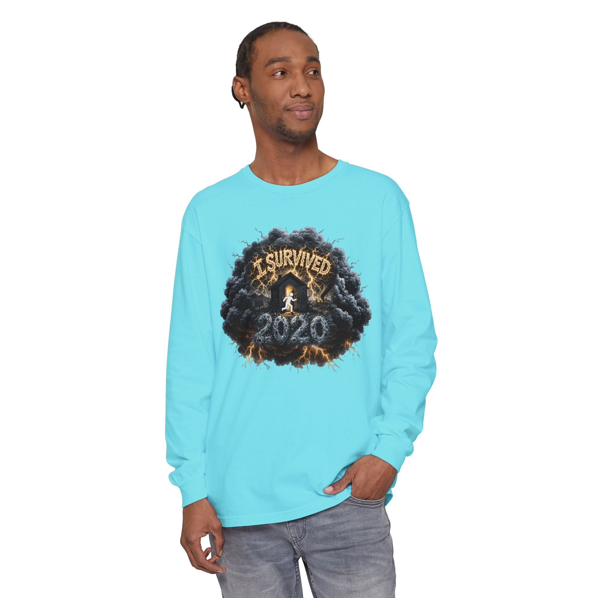 I Survived 2020 — Director's Cut Original Design Teaser Tee | Season 1 Premiere Drop Unisex Garment-Dyed Long Sleeve T-Shirt