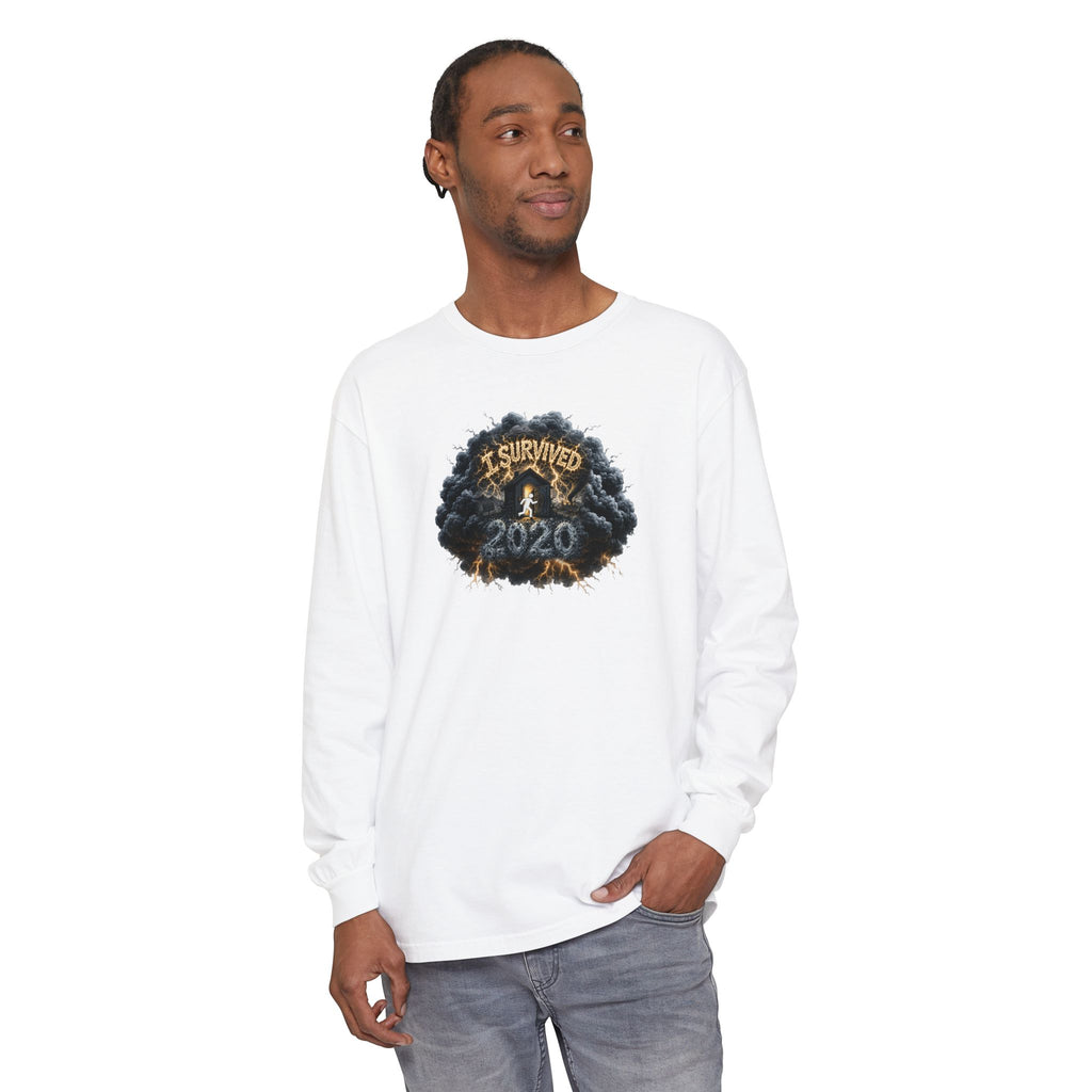 I Survived 2020 — Original PILOT Design: Director's Cut Unisex Garment-Dyed Long Sleeve T-Shirt