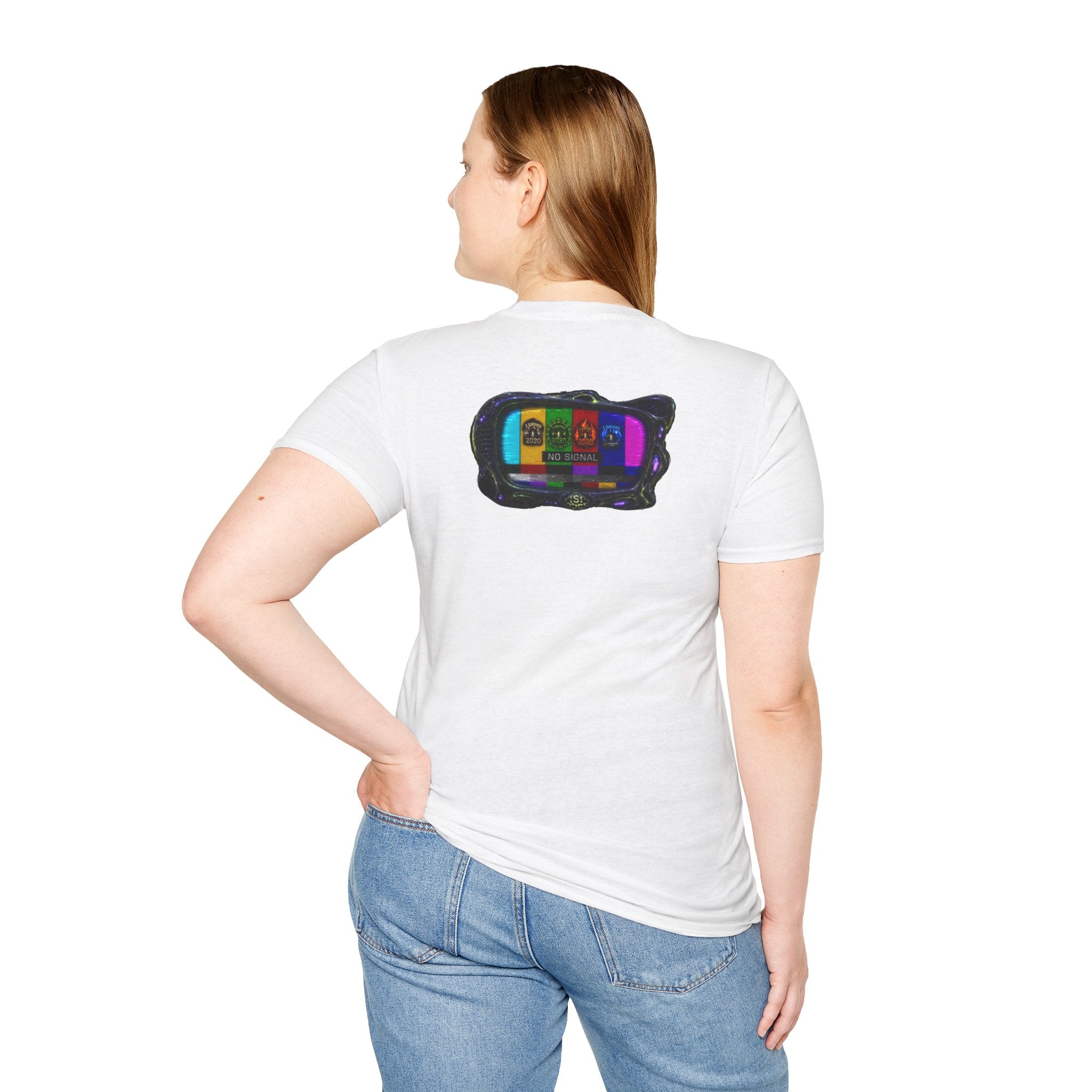 I Survived 2020 — "No Signal" Test Pattern Tee Alien Broadcast Finale Summer Premiere Unisex Softstyle T-Shirt