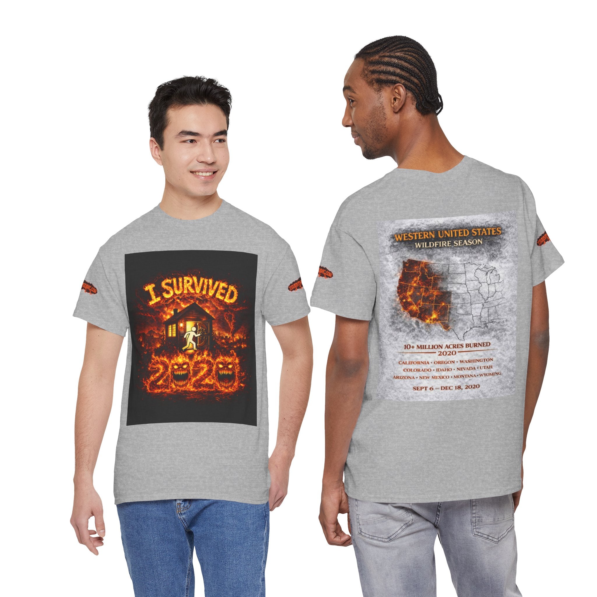 I Survived 2020 — WILDFIRES S2:E4: Special Edition "Western U.S." Memorial Unisex Heavy Cotton Tee