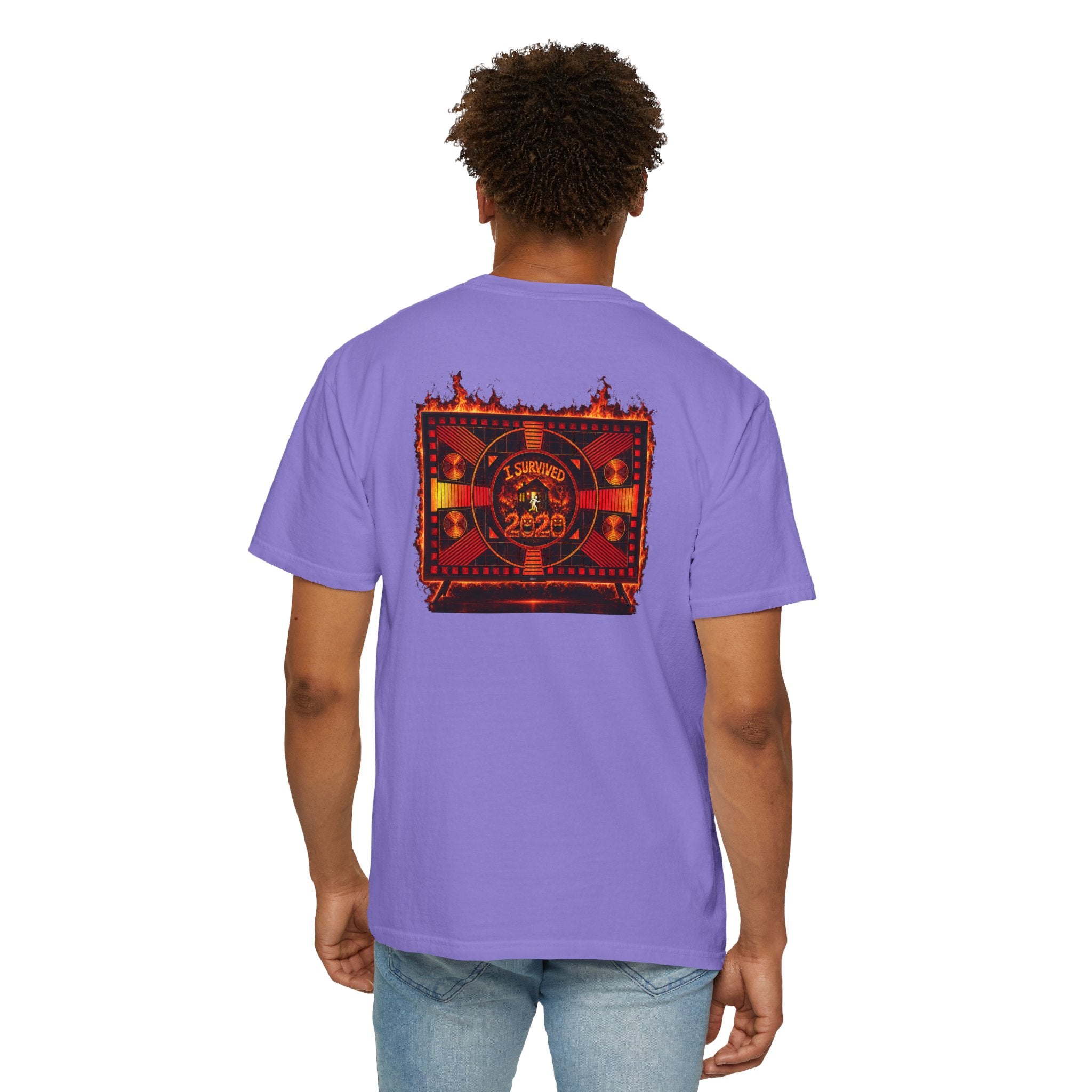 I Survived 2020 — "Please Stand By" Test Pattern Tee Wildfire Signal Edition Summer Premiere Unisex Garment-Dyed T-shirt