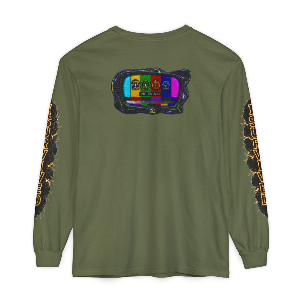 I Survived 2020 — "No Signal" Test Pattern Tee Special Edition Alien Broadcast Finale Summer Premiere Unisex Garment-Dyed Long Sleeve T-Shirt