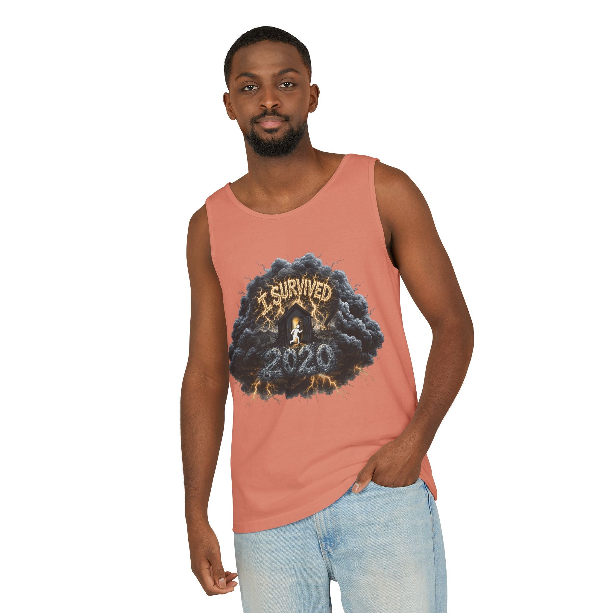 I Survived 2020 — Director's Cut Original Design Teaser Tee | Season 1 Premiere Drop Unisex Garment-Dyed Tank Top