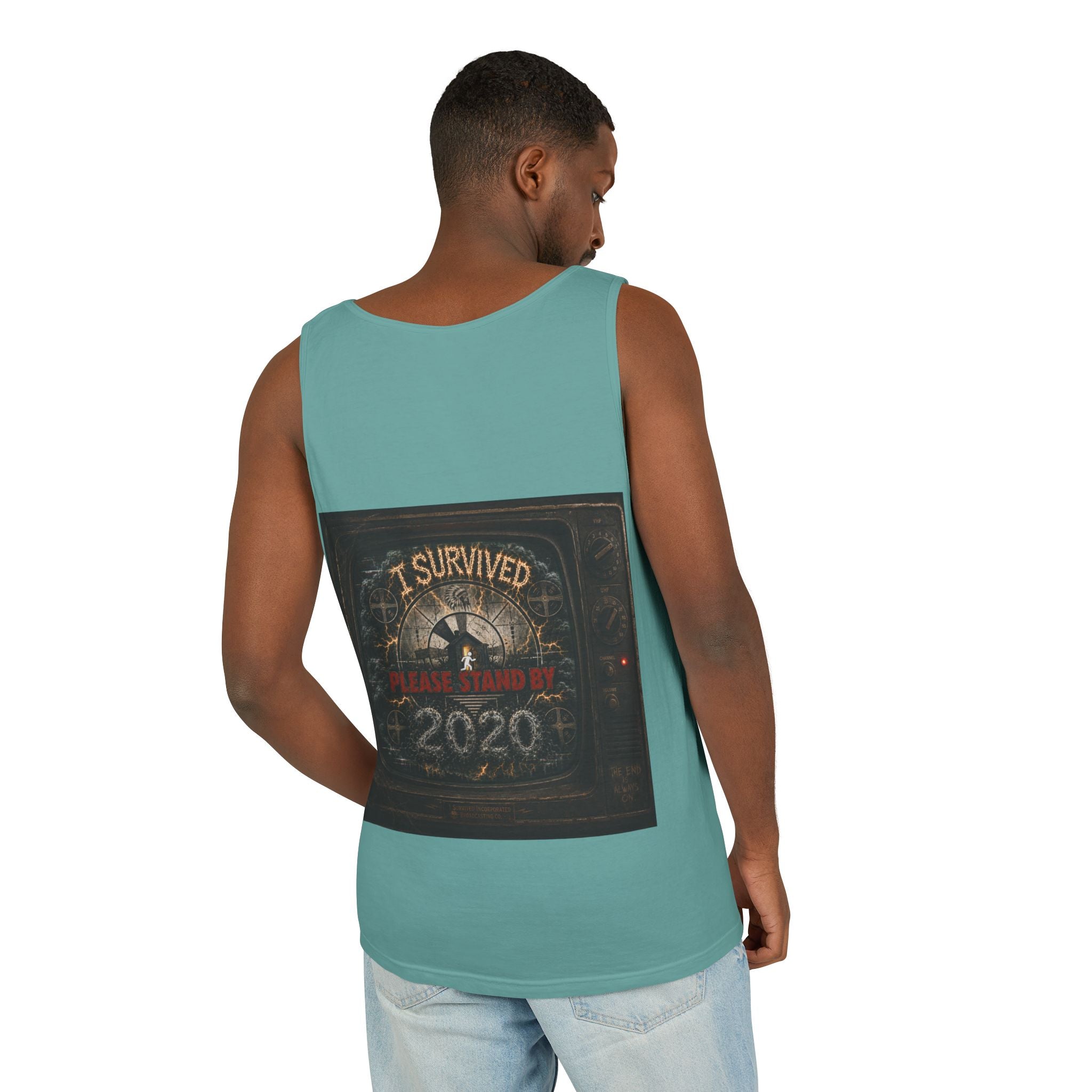 I Survived 2020 — "Please Stand By" Test Pattern Tee Summer Premier  Unisex Garment-Dyed Tank Top