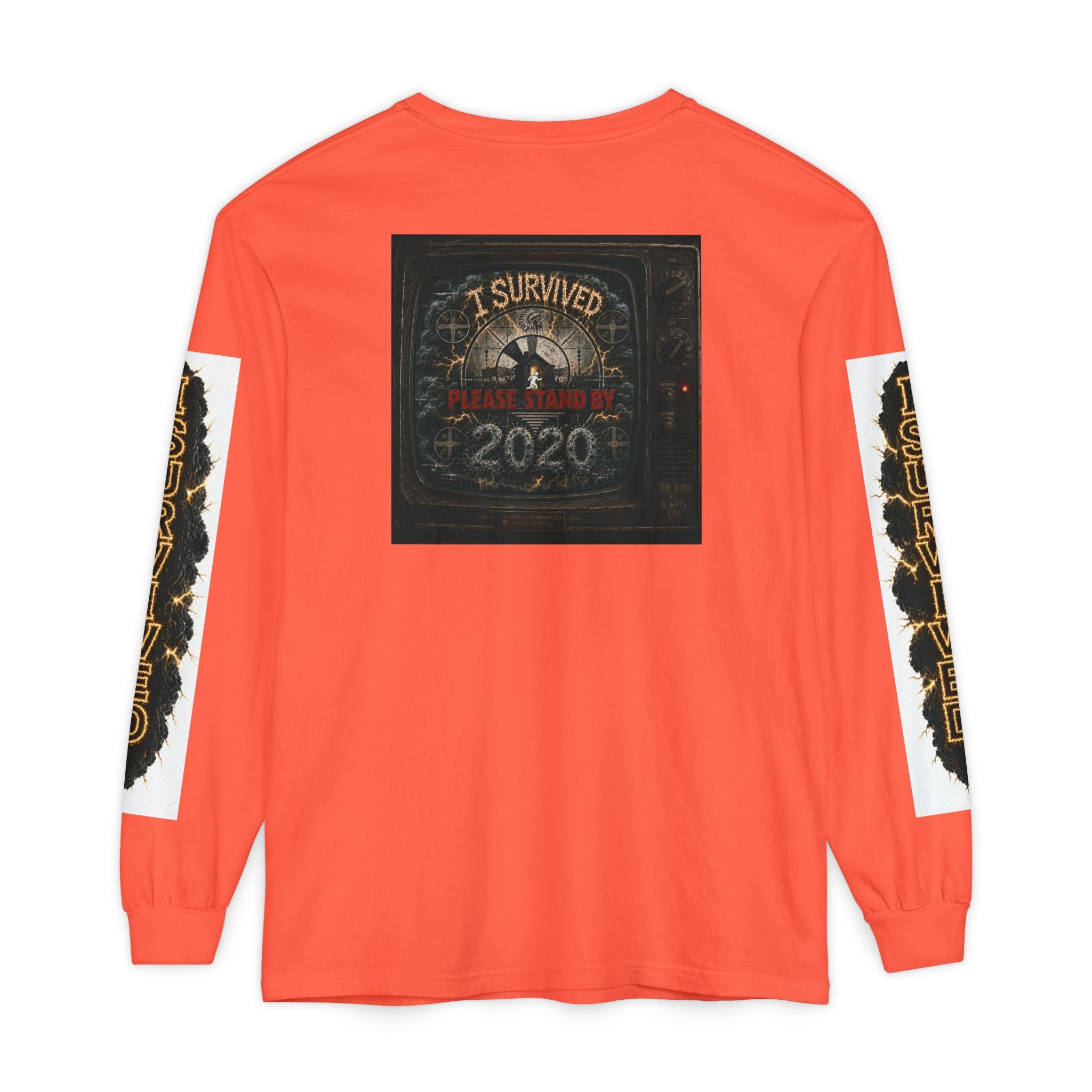 I Survived 2020 — "Please Stand By" Test Pattern Tee Special Edition Summer Premier Unisex Garment-Dyed Long Sleeve T-Shirt