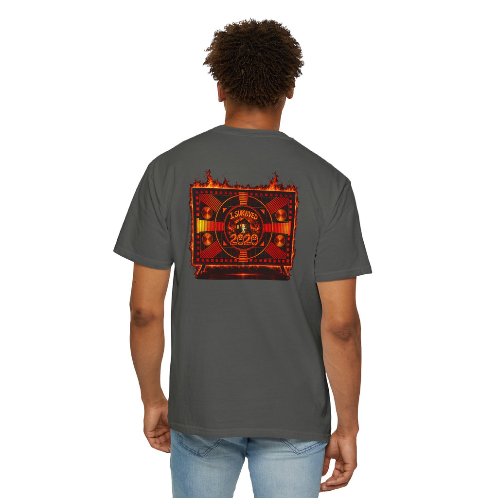 I Survived 2020 — "Please Stand By" Test Pattern Tee Wildfire Signal Edition Summer Premiere Unisex Garment-Dyed T-shirt