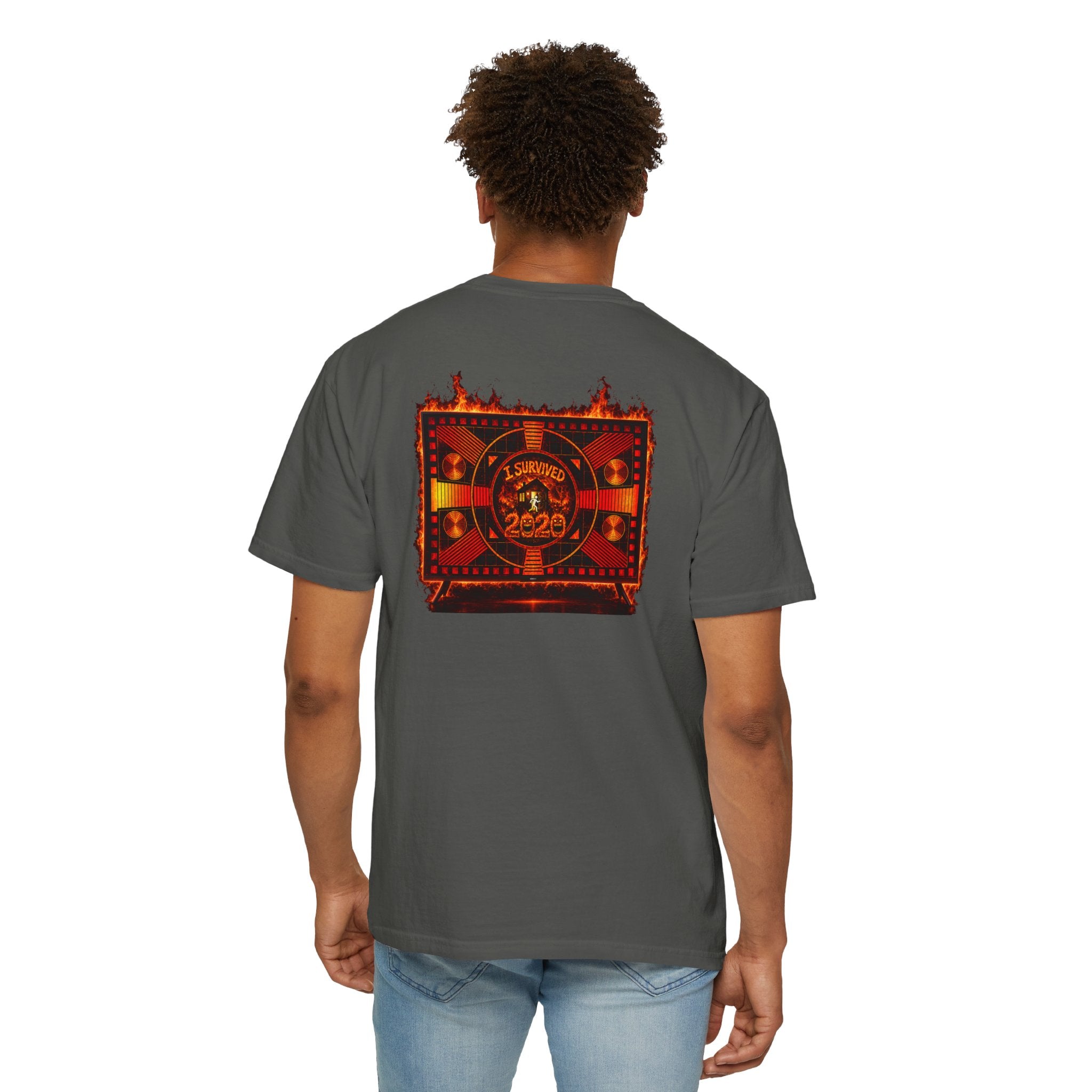 I Survived 2020 — "Please Stand By" Test Pattern Tee Wildfire Signal Edition Summer Premiere Unisex Garment-Dyed T-shirt