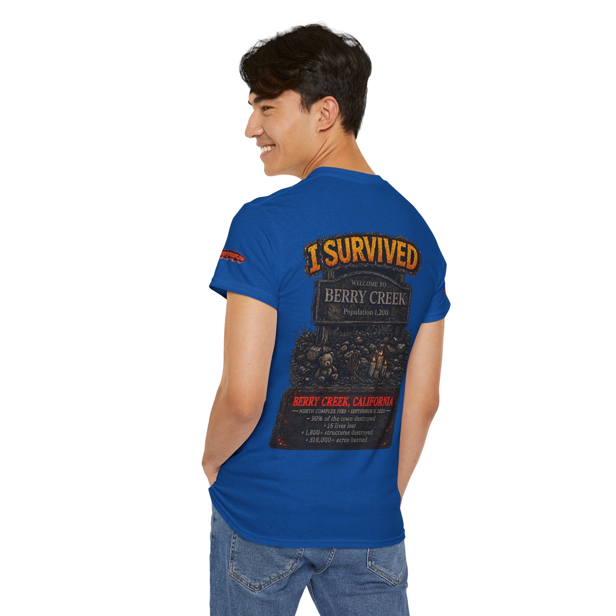 I Survived 2020 — WILDFIRES S2:E1: Director's Cut Special Edition "Berry Creek" Memorial Unisex Heavy Cotton Tee