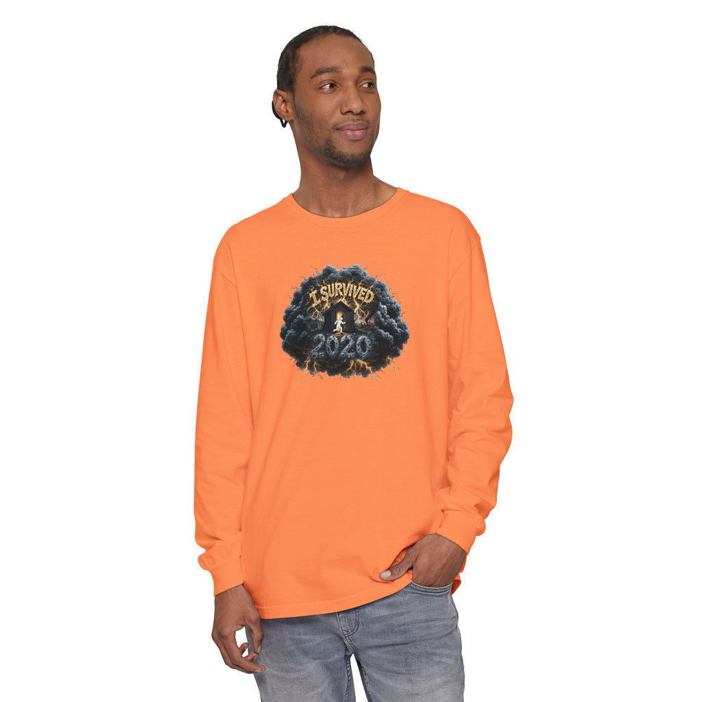 I Survived 2020 — Original PILOT Design: Director's Cut Unisex Garment-Dyed Long Sleeve T-Shirt