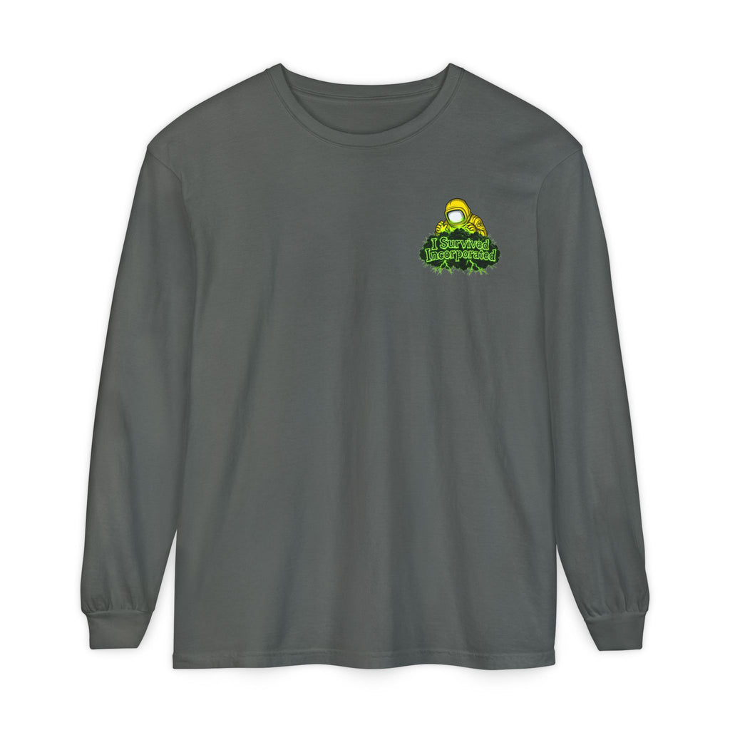 I Survived 2020 — "Please Stand By" Test Pattern Toxic Signal Tee Summer Premiere Unisex Garment-Dyed Long Sleeve T-Shirt