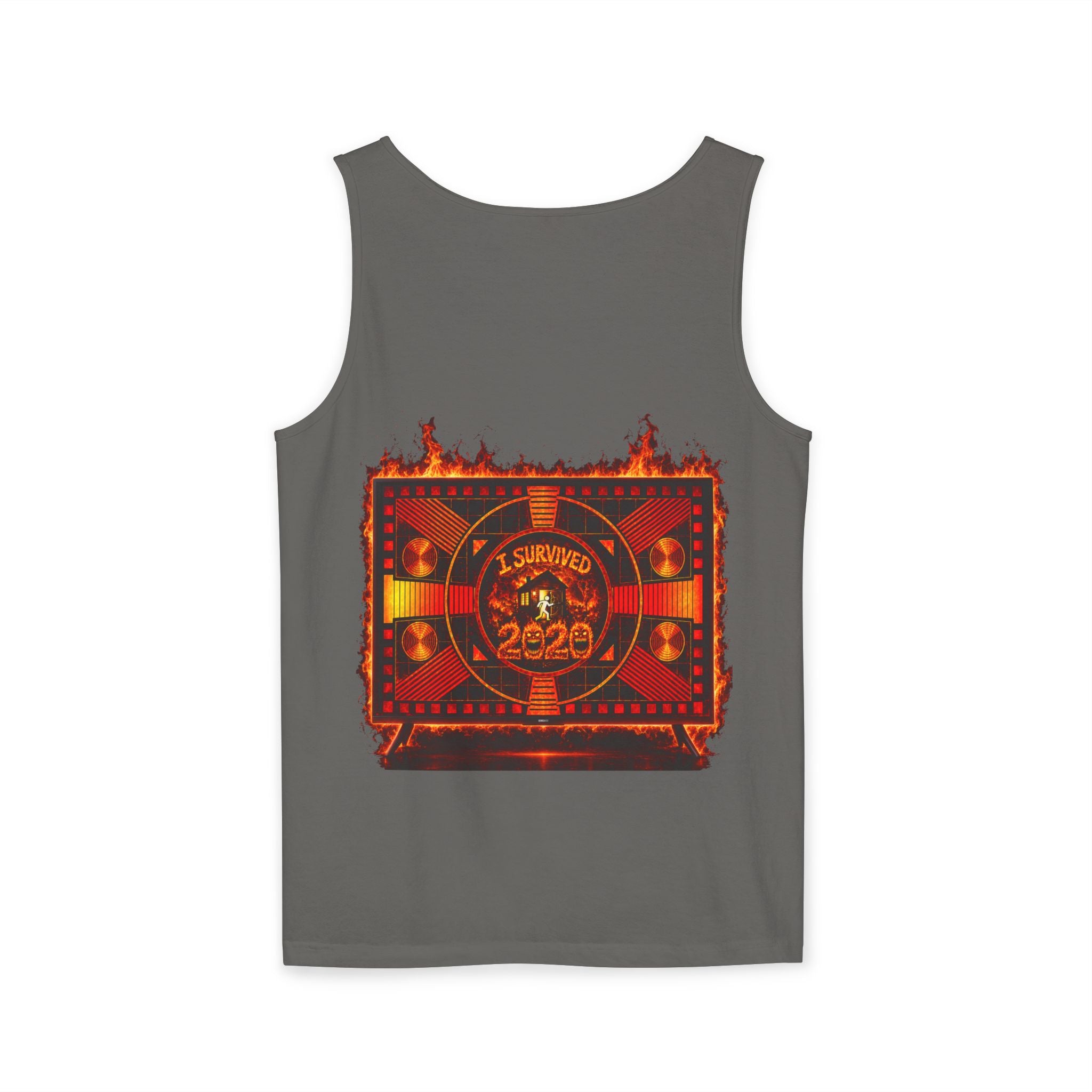 I Survived 2020 — "Please Stand By" Test Pattern Tee Wildfire Signal Edition Summer Premiere Unisex Garment-Dyed Tank Top