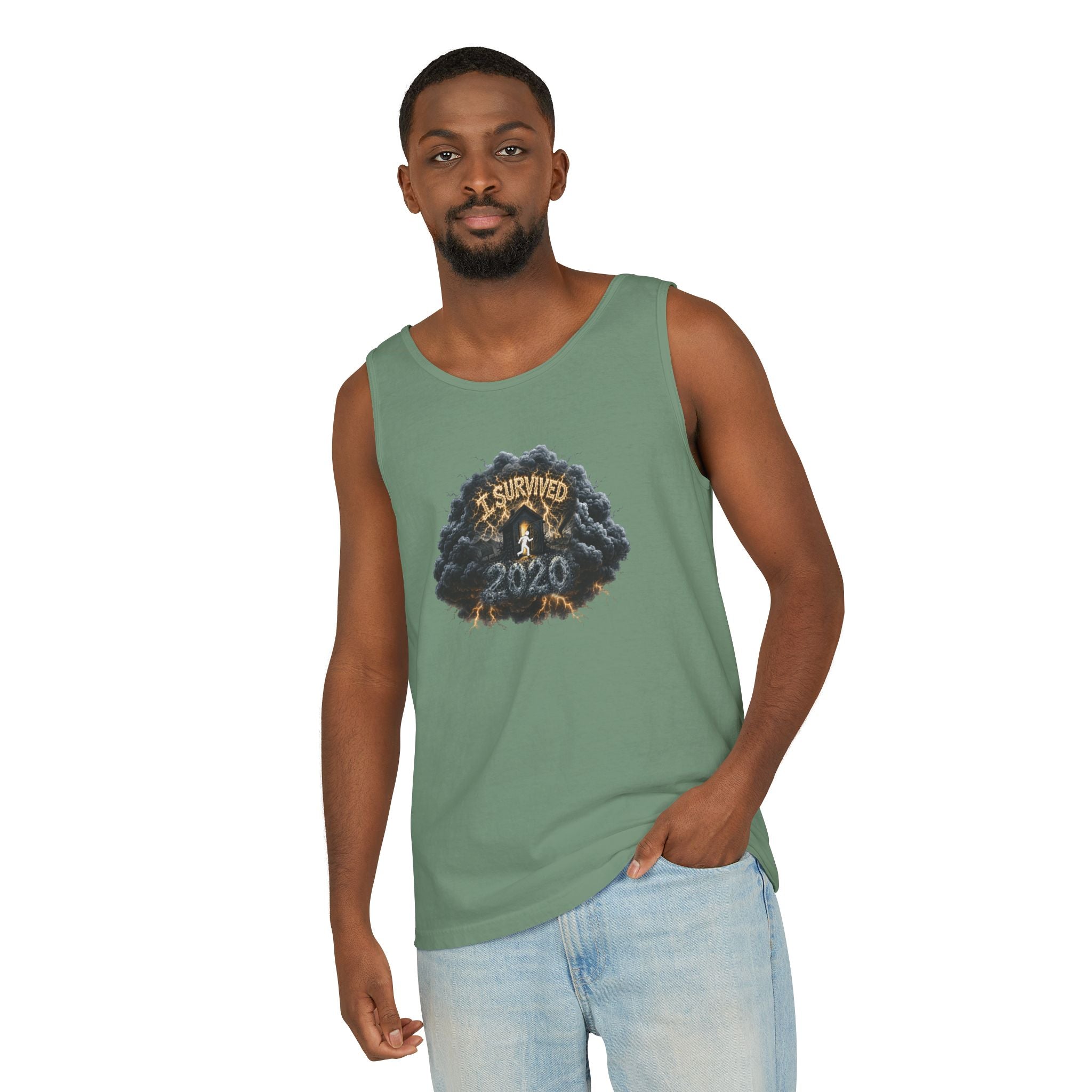 I Survived 2020 — Original PILOT Design: Director's Cut Unisex Garment-Dyed Tank Top