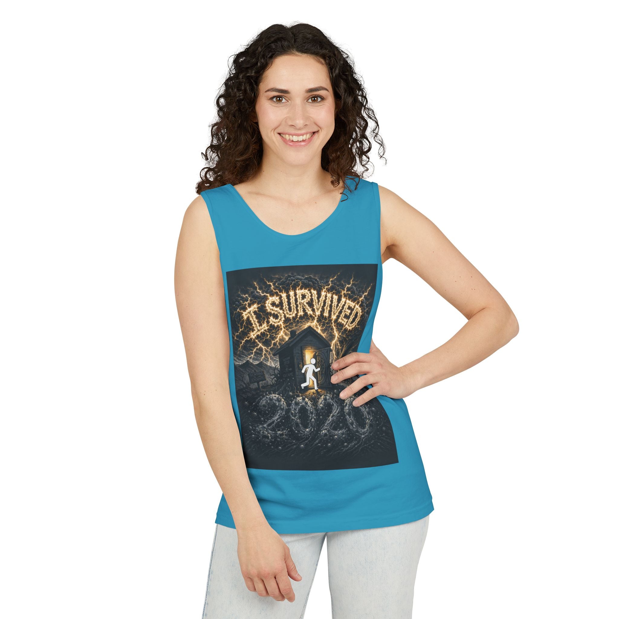I Survived 2020 — Original Design Teaser Tee | Season 1 Premiere Drop Unisex Garment-Dyed Tank Top