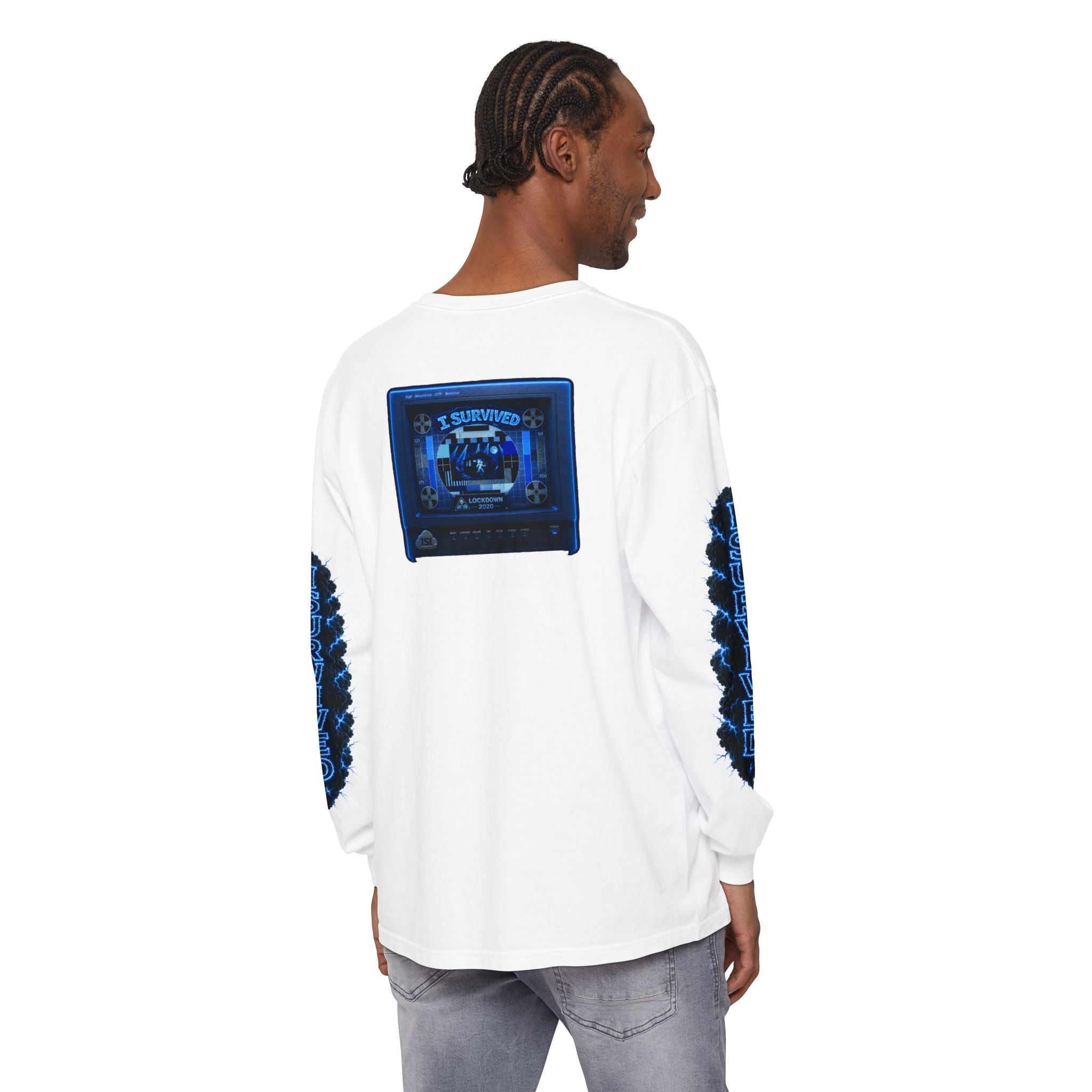 I Survived 2020 — "Please Stand By" Test Pattern Tee Lockdown Special Edition Summer Exclusive Unisex Garment-Dyed Long Sleeve T-Shirt