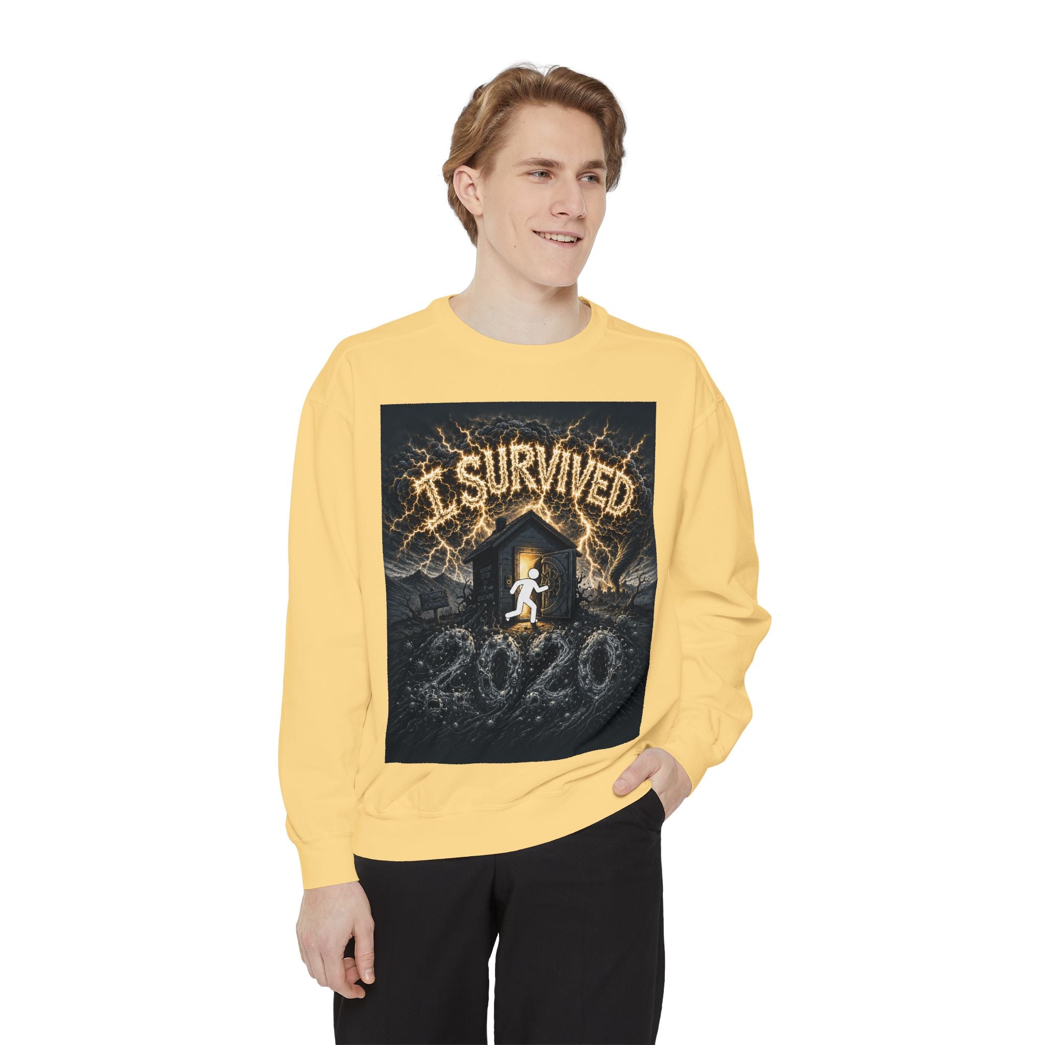 I Survived 2020 — Original Design Teaser Sweatshirt | Season 1 Premiere Drop Unisex Garment-Dyed Sweatshirt