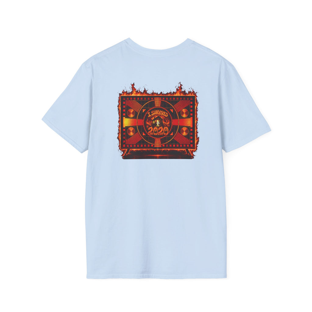 I Survived 2020 — "Please Stand By" Test Pattern Tee Wildfire Signal Edition Summer Premiere Unisex Softstyle T-Shirt