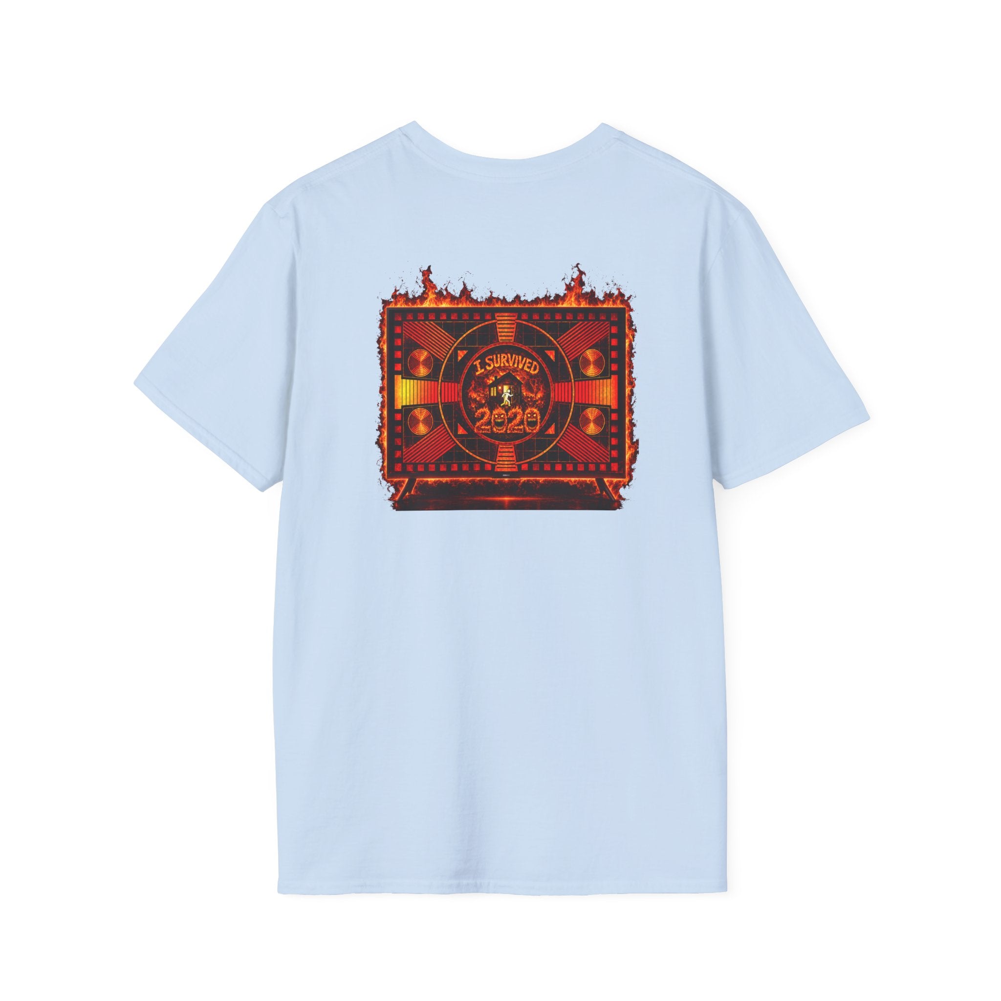 I Survived 2020 — "Please Stand By" Test Pattern Tee Wildfire Signal Edition Summer Premiere Unisex Softstyle T-Shirt