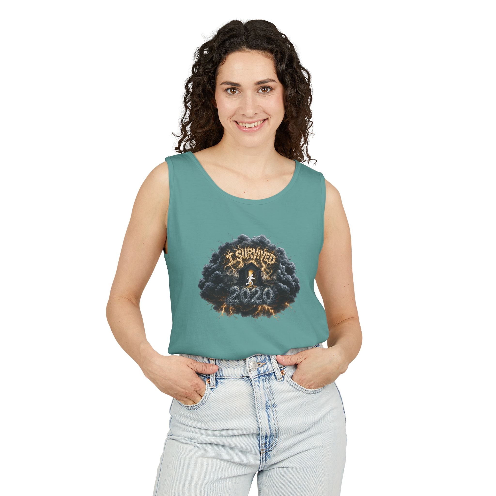I Survived 2020 — Original PILOT Design: Director's Cut Unisex Garment-Dyed Tank Top