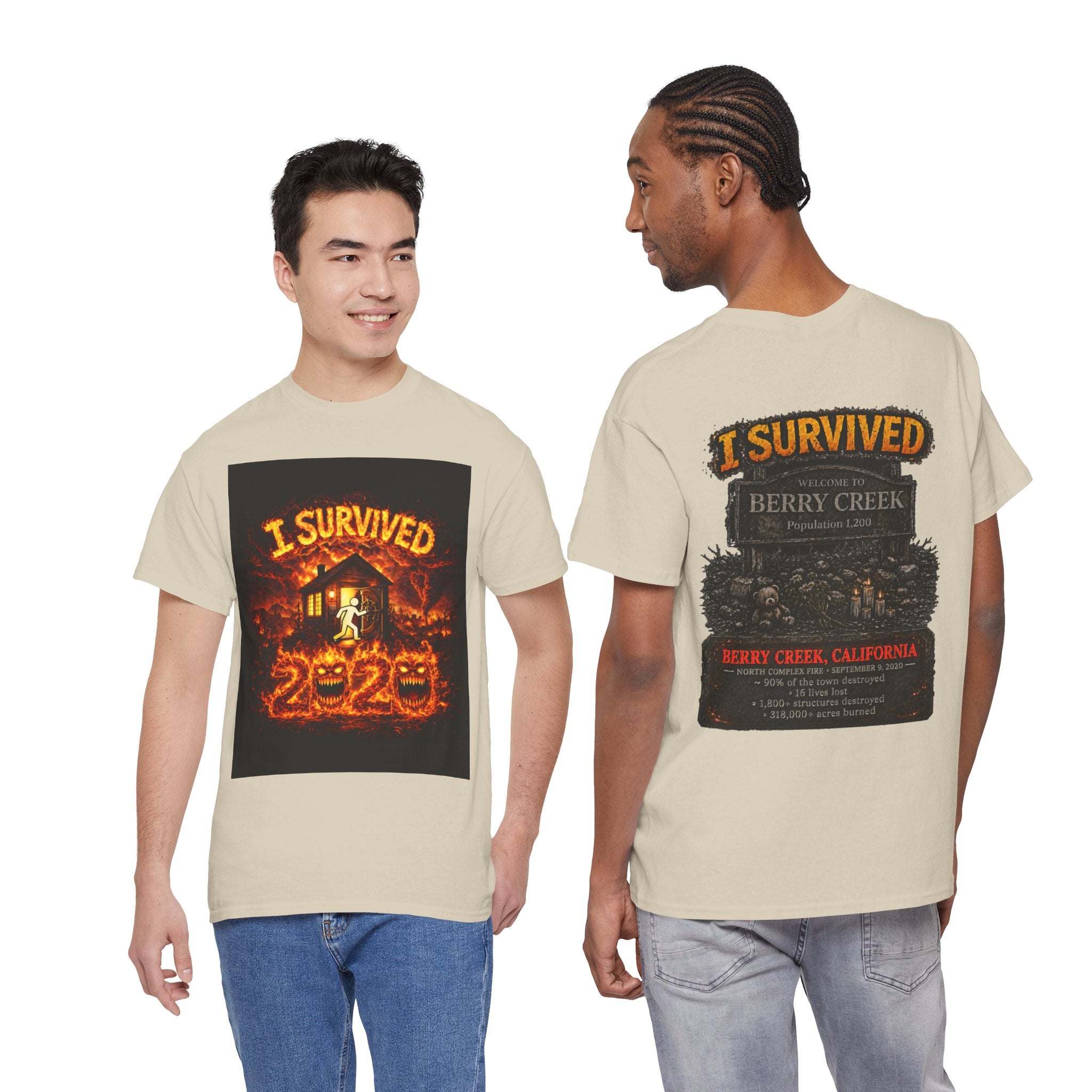 I Survived 2020 — WILDFIRES S2:E1: "Berry Creek" Memorial Unisex Heavy Cotton Tee