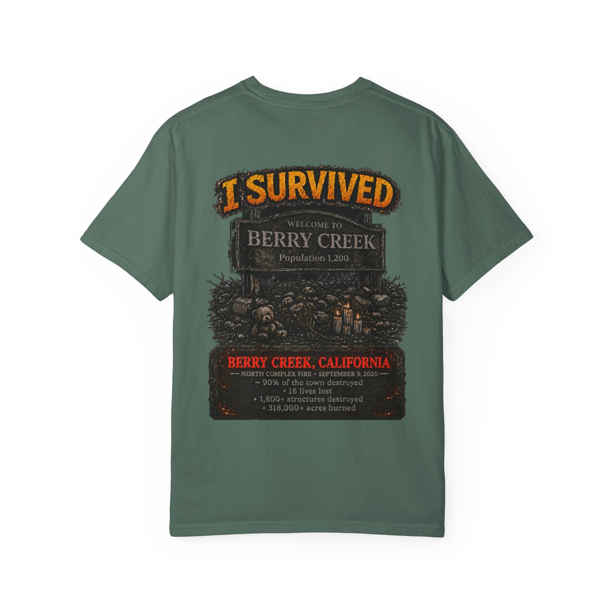 I Survived 2020 — Director's Cut S2:E1 "Berry Creek" | Wildfire Edition Memorial Unisex Garment-Dyed T-shirt