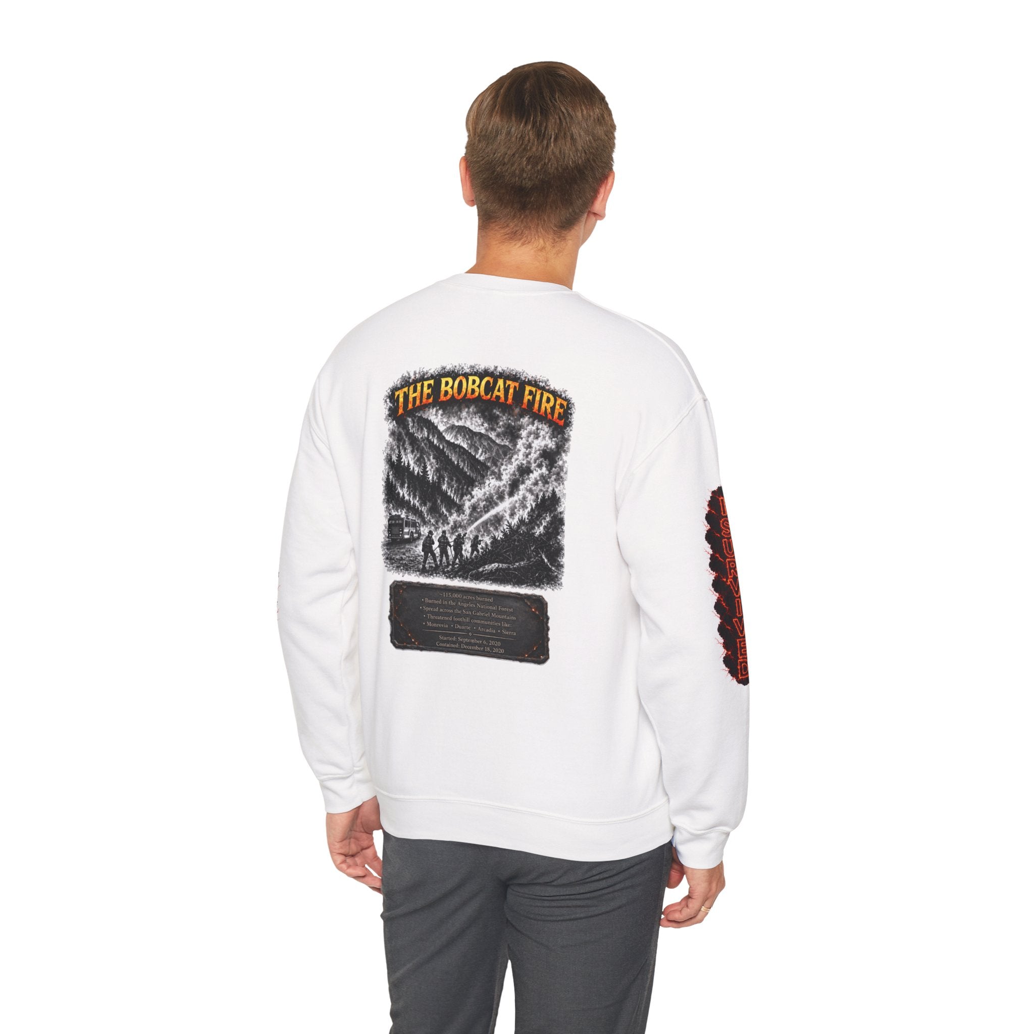 I Survived 2020 — WILDFIRES S2:E2: Director's Cut "The Bobcat Fire" Memorial Unisex Heavy Blend™ Crewneck Sweatshirt