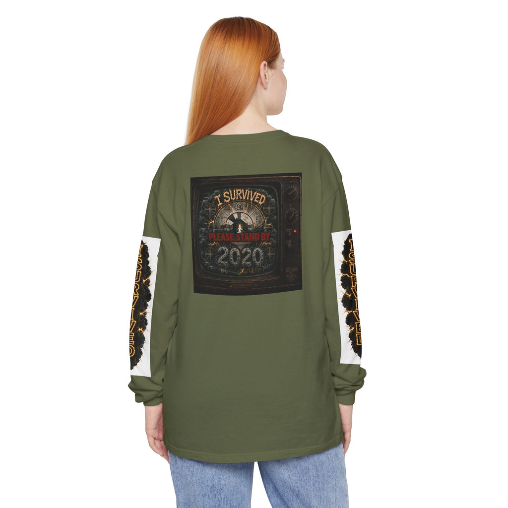 I Survived 2020 — "Please Stand By" Test Pattern Tee Special Edition Summer Premier Unisex Garment-Dyed Long Sleeve T-Shirt