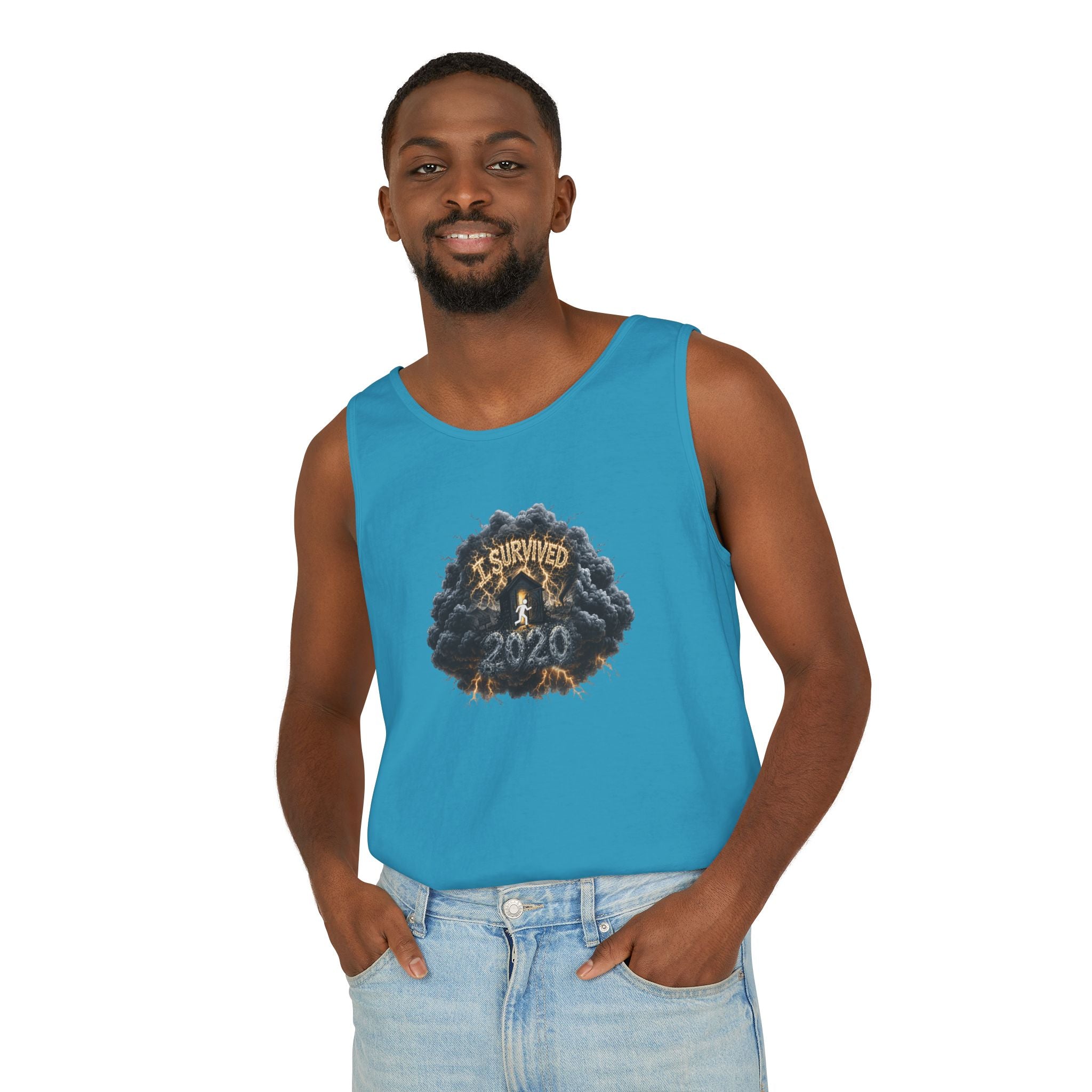 I Survived 2020 — Original PILOT Design: Director's Cut Unisex Garment-Dyed Tank Top