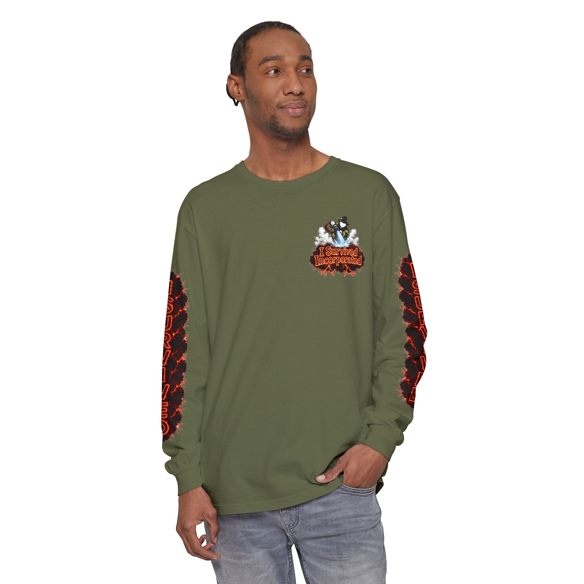 I Survived 2020 — "Please Stand By" Test Pattern Tee Special Edition Wildfire Signal Edition Summer Premiere Unisex Garment-Dyed Long Sleeve T-Shirt