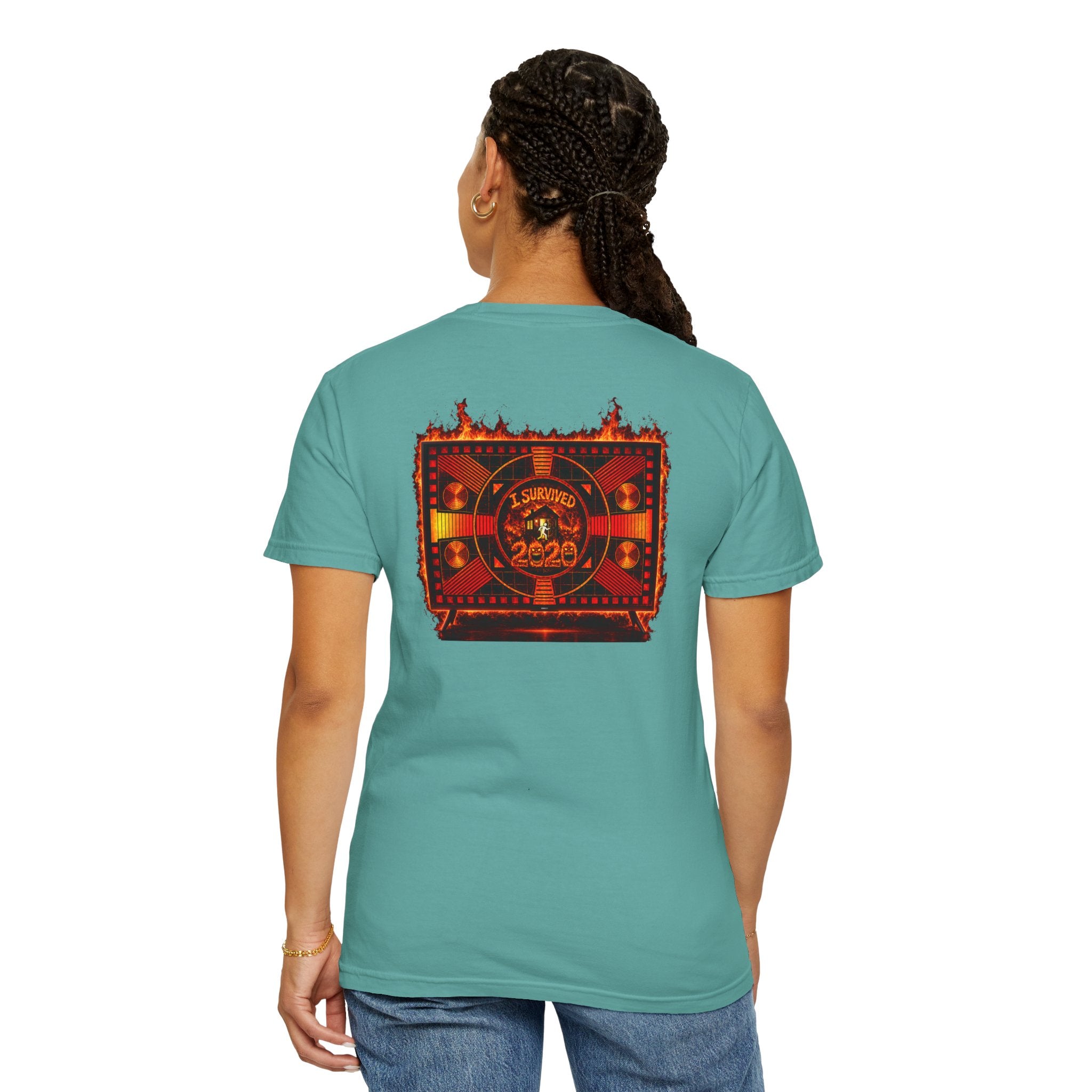 I Survived 2020 — "Please Stand By" Test Pattern Tee Wildfire Signal Edition Summer Premiere Unisex Garment-Dyed T-shirt