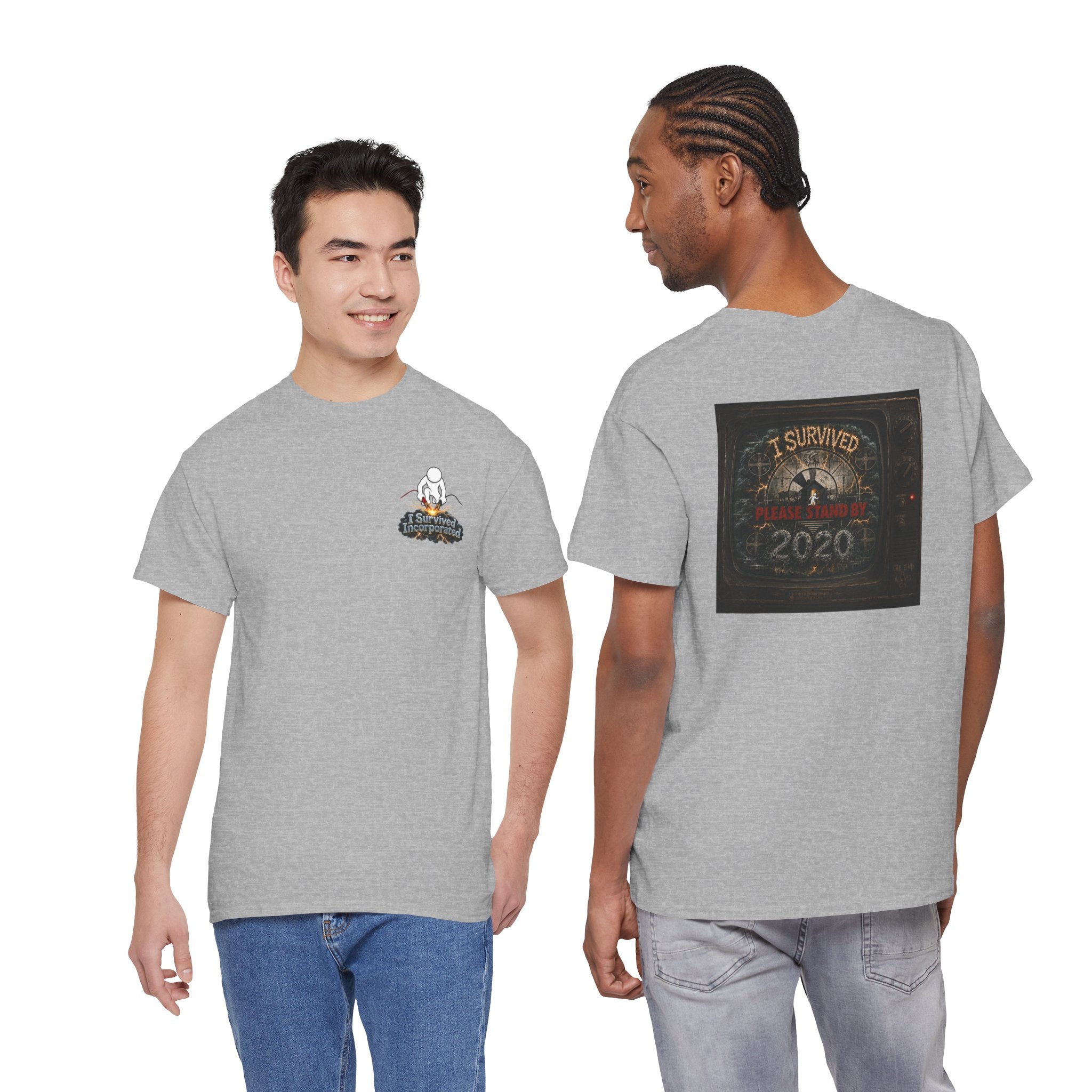 I Survived 2020 — "Please Stand By" Test Pattern Tee Summer Premier Unisex Heavy Cotton Tee