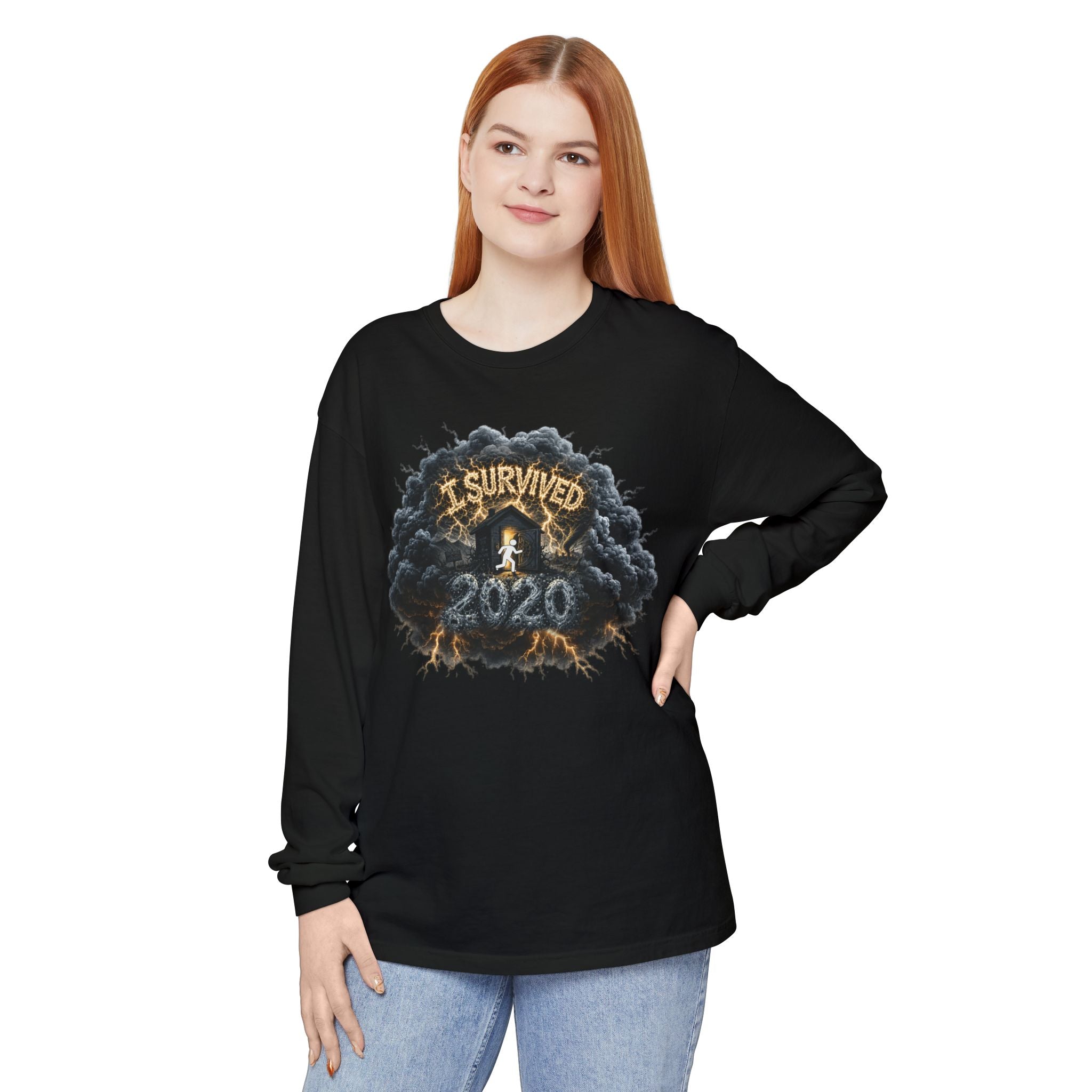 I Survived 2020 — Director's Cut Original Design Teaser Tee | Season 1 Premiere Drop Unisex Garment-Dyed Long Sleeve T-Shirt