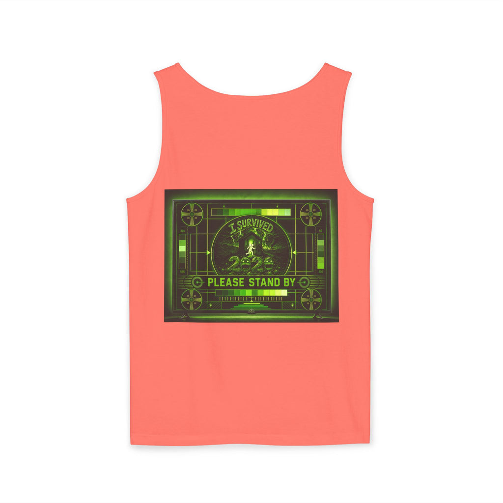 I Survived 2020 — "Please Stand By" Test Pattern Toxic Signal Tee Summer Premiere Unisex Garment-Dyed Tank Top