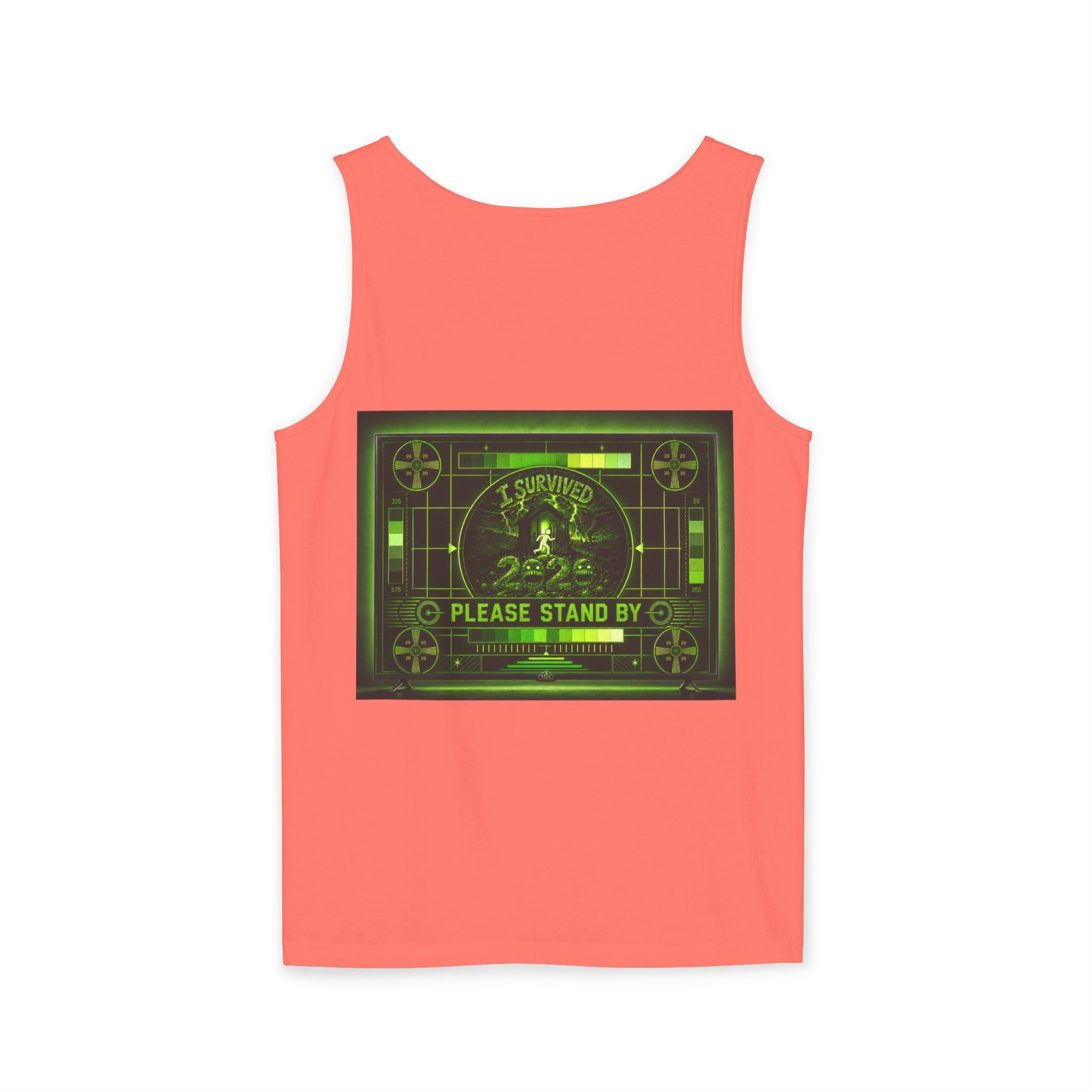 I Survived 2020 — "Please Stand By" Test Pattern Toxic Signal Tee Summer Premiere Unisex Garment-Dyed Tank Top