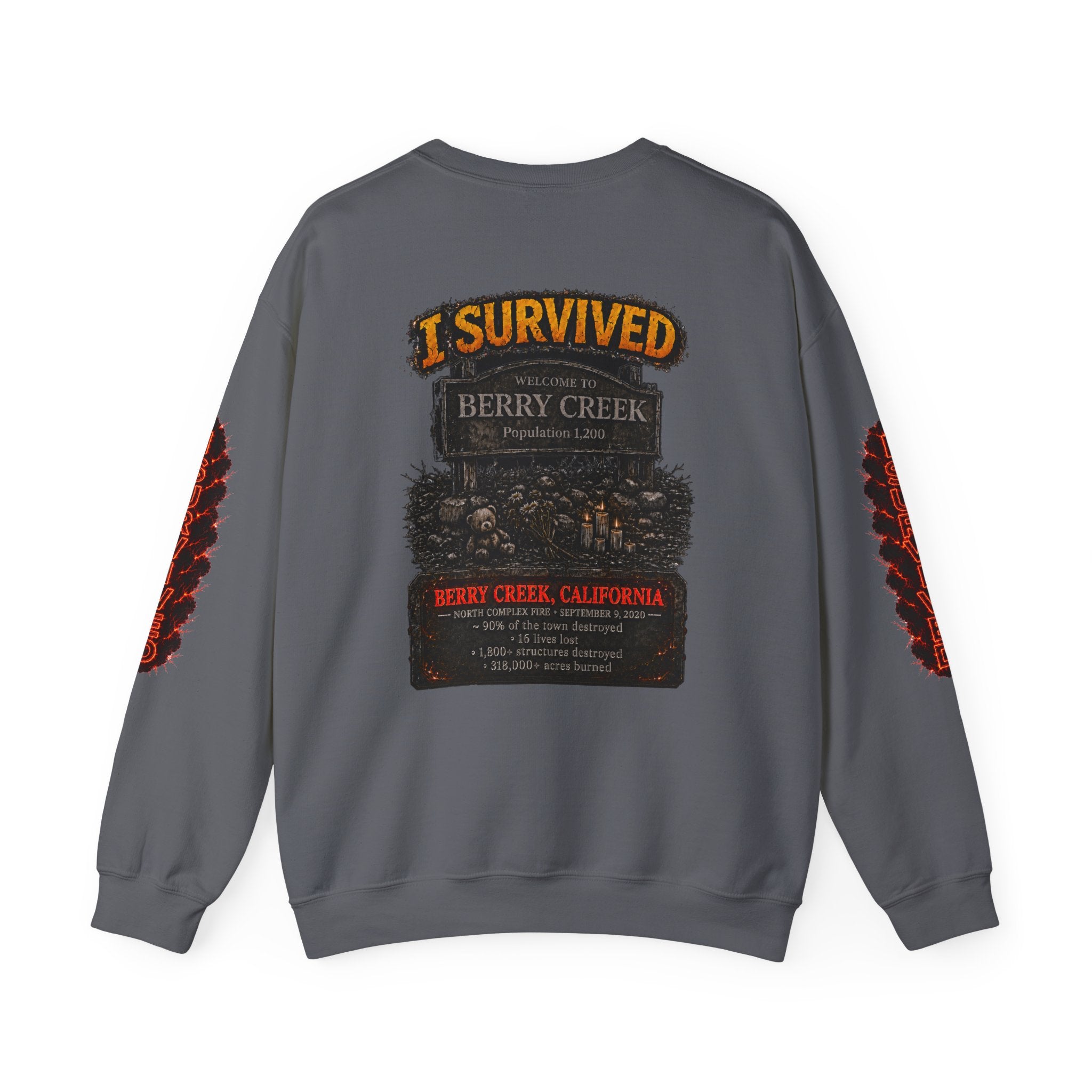I Survived 2020 — WILDFIRES S2:E1: Director's Cut "Berry Creek" Memorial Unisex Heavy Blend™ Crewneck Sweatshirt