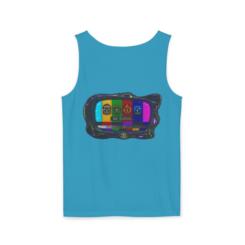 I Survived 2020 — "No Signal" Test Pattern Tee Alien Broadcast Finale Summer Premiere Unisex Garment-Dyed Tank Top