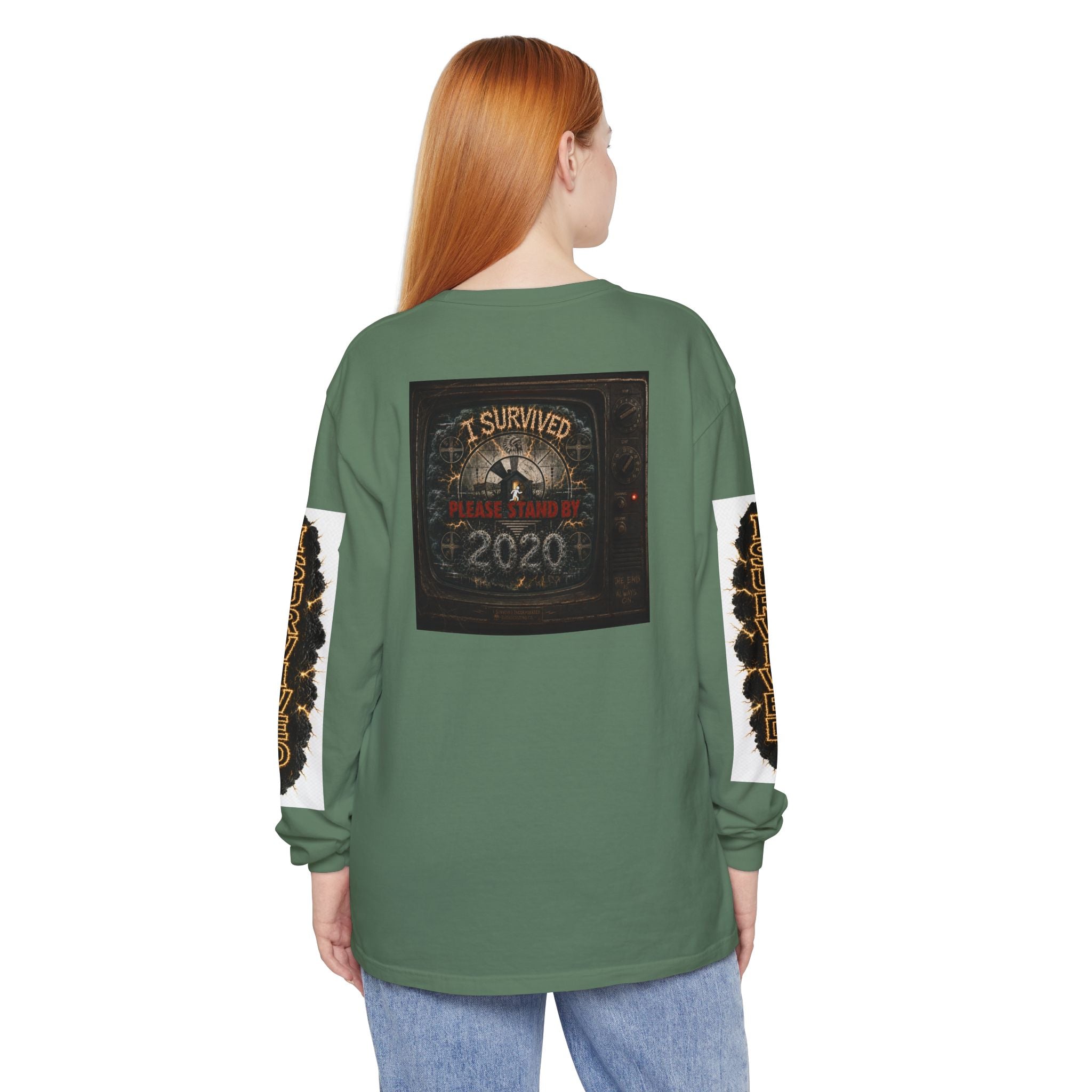 I Survived 2020 — "Please Stand By" Test Pattern Tee Special Edition Summer Premier Unisex Garment-Dyed Long Sleeve T-Shirt