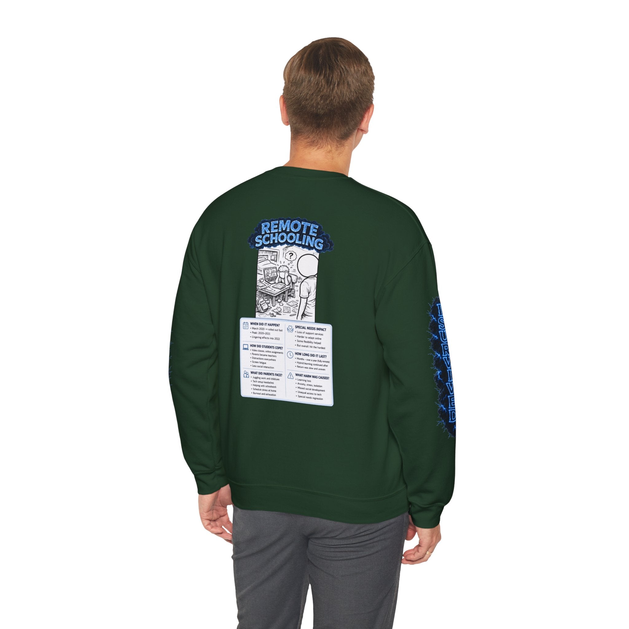 I Survived 2020 — LOCKDOWN S3:E3: Director's Cut Special Edition "Remote Schooling" Unisex Heavy Blend™ Crewneck Sweatshirt