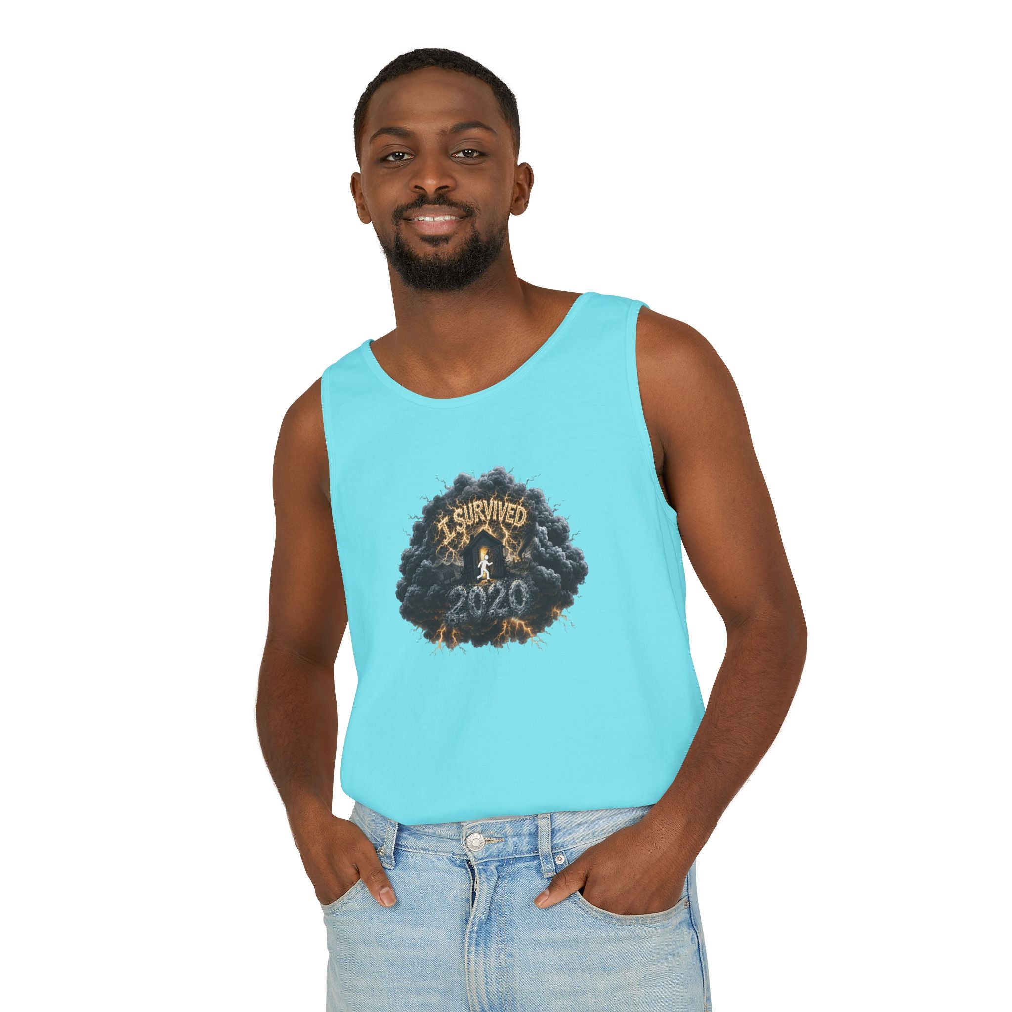 I Survived 2020 — Original PILOT Design: Director's Cut Unisex Garment-Dyed Tank Top