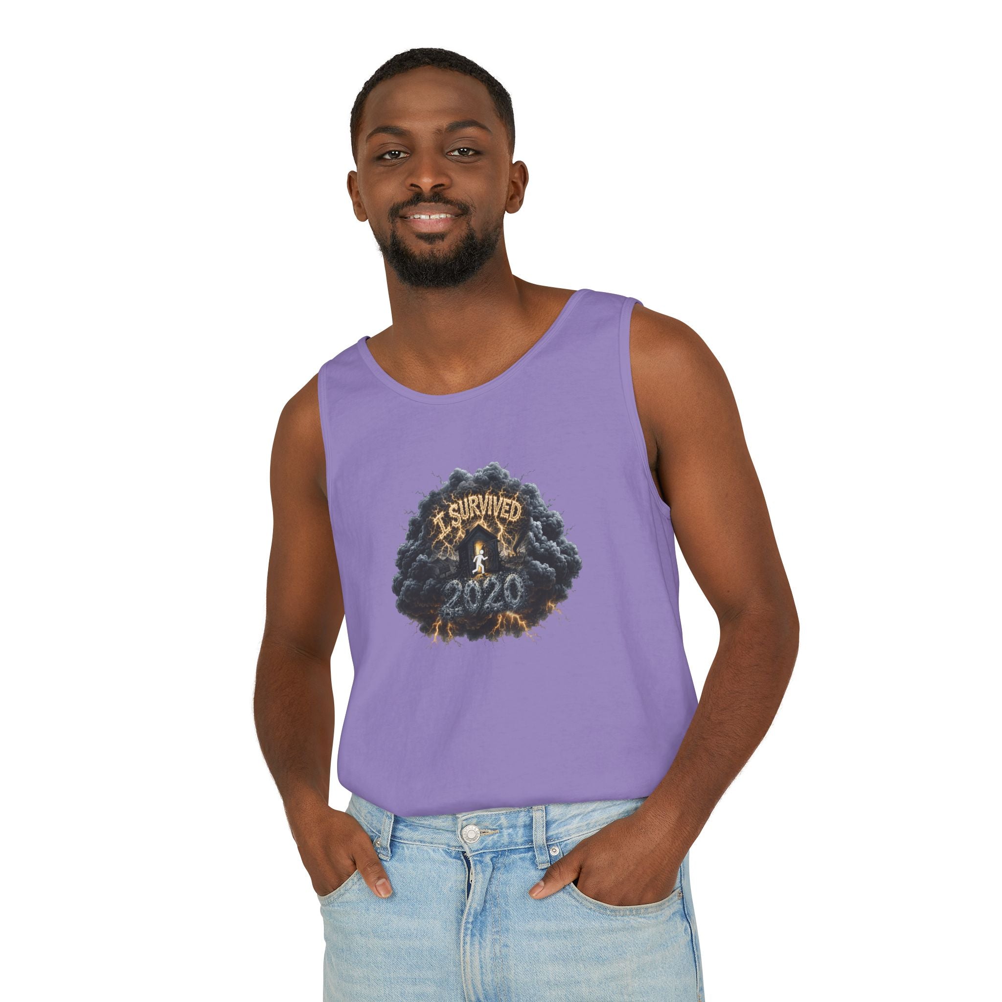 I Survived 2020 — Original PILOT Design: Director's Cut Unisex Garment-Dyed Tank Top
