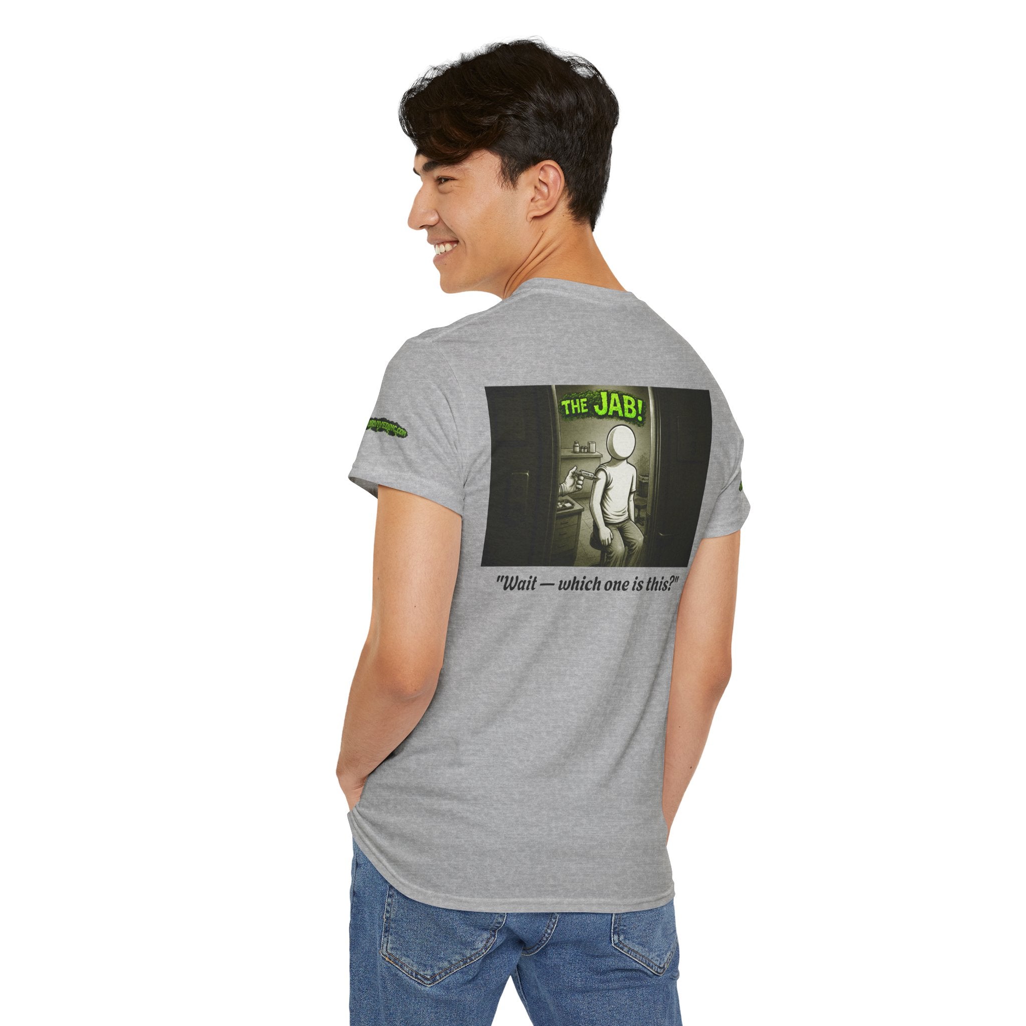 I Survived 2020 — PANDEMIC S1:E3: Director's Cut Special Edition "The Jab!" Unisex Heavy Cotton Tee