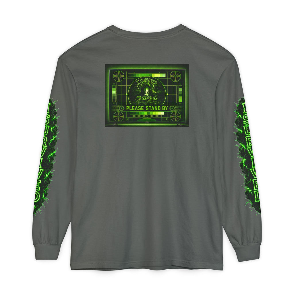 I Survived 2020 — "Please Stand By" Test Pattern Toxic Signal Tee Special Edition Summer Premiere Unisex Garment-Dyed Long Sleeve T-Shirt