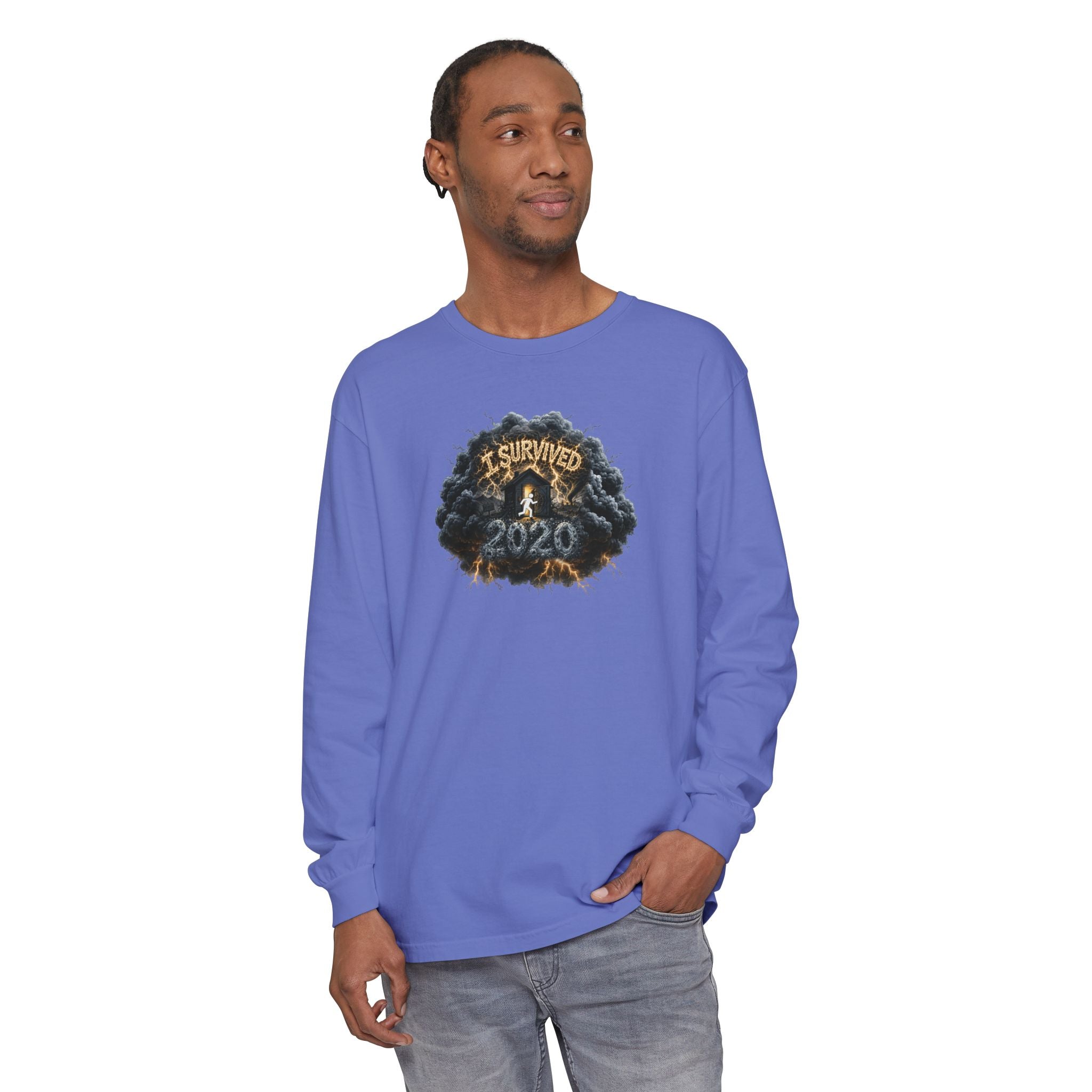 I Survived 2020 — Original PILOT Design: Director's Cut Unisex Garment-Dyed Long Sleeve T-Shirt